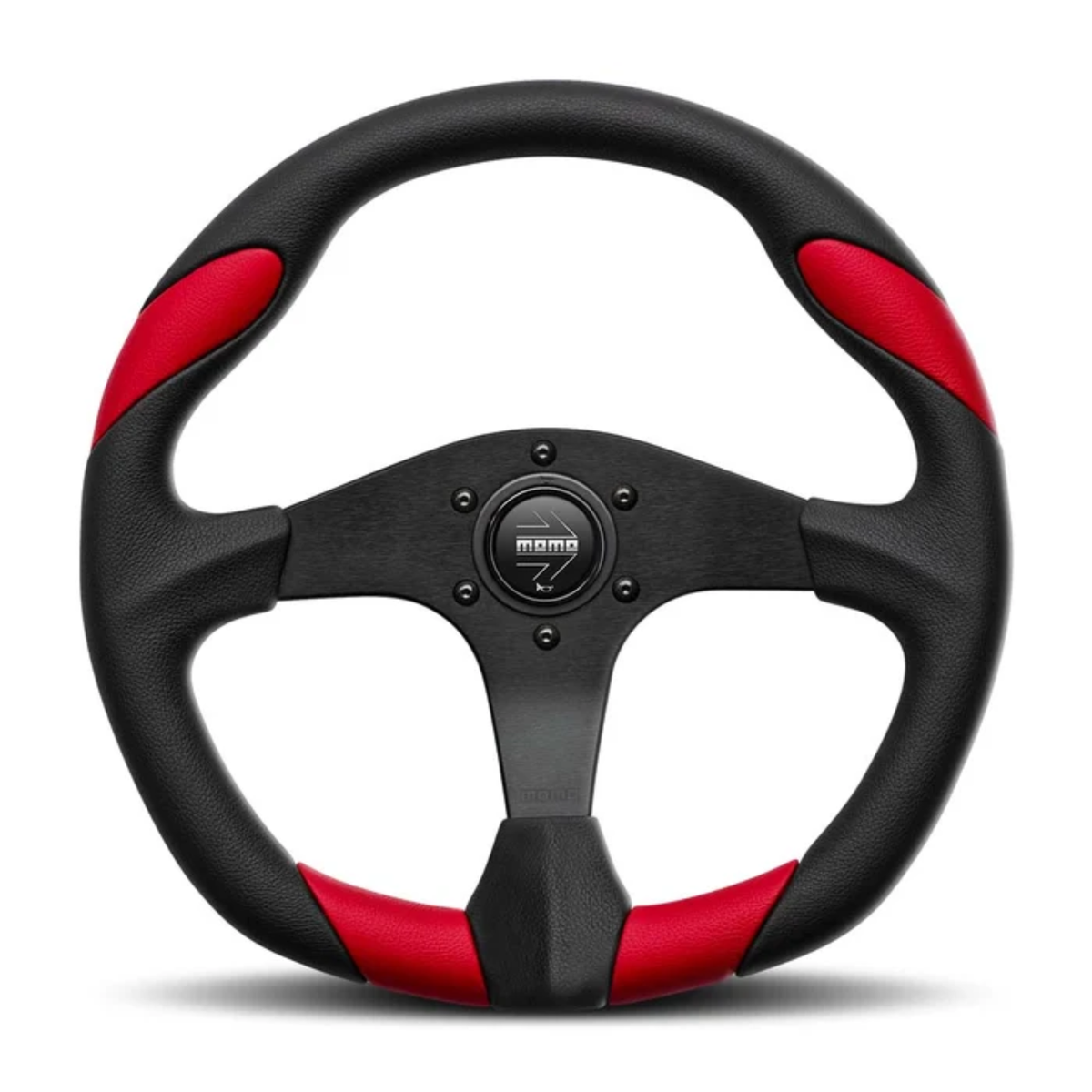 The black and red Momo Quark Steering Wheel.