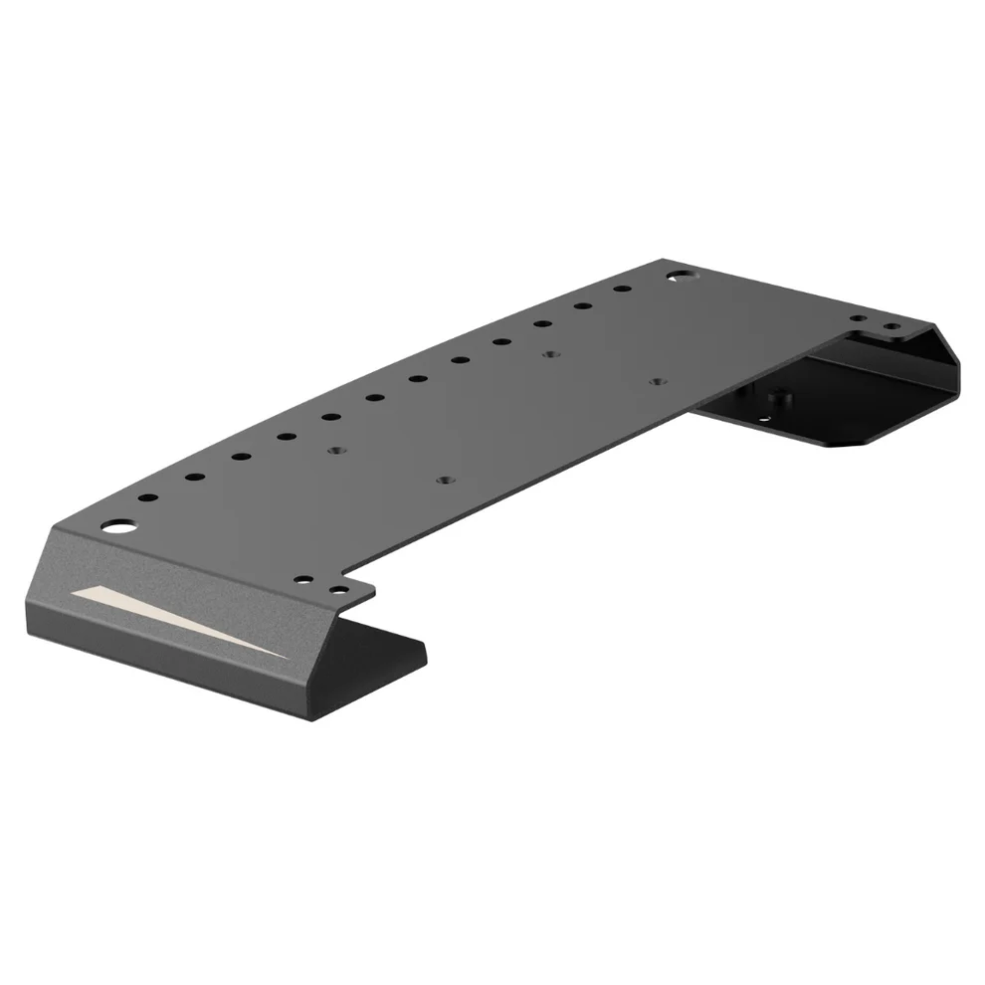 The Moza Racing mBooster Base Extension Plate for CRP2 Pedals at an angle.