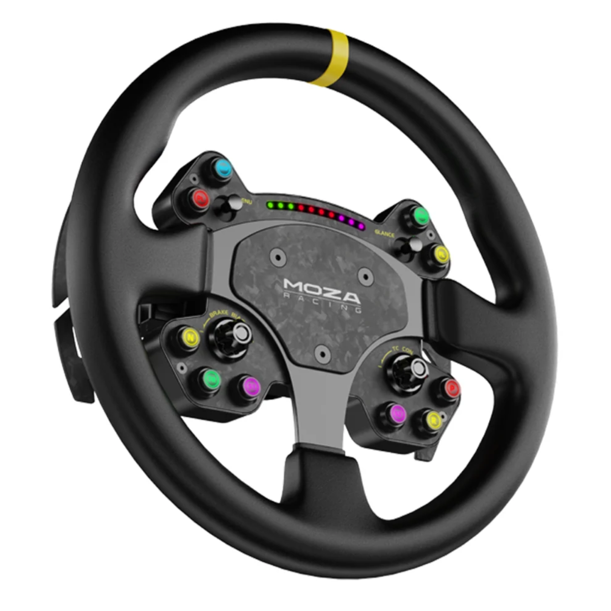 The MOZA Racing RS V2 Steering Wheel at an angle.
