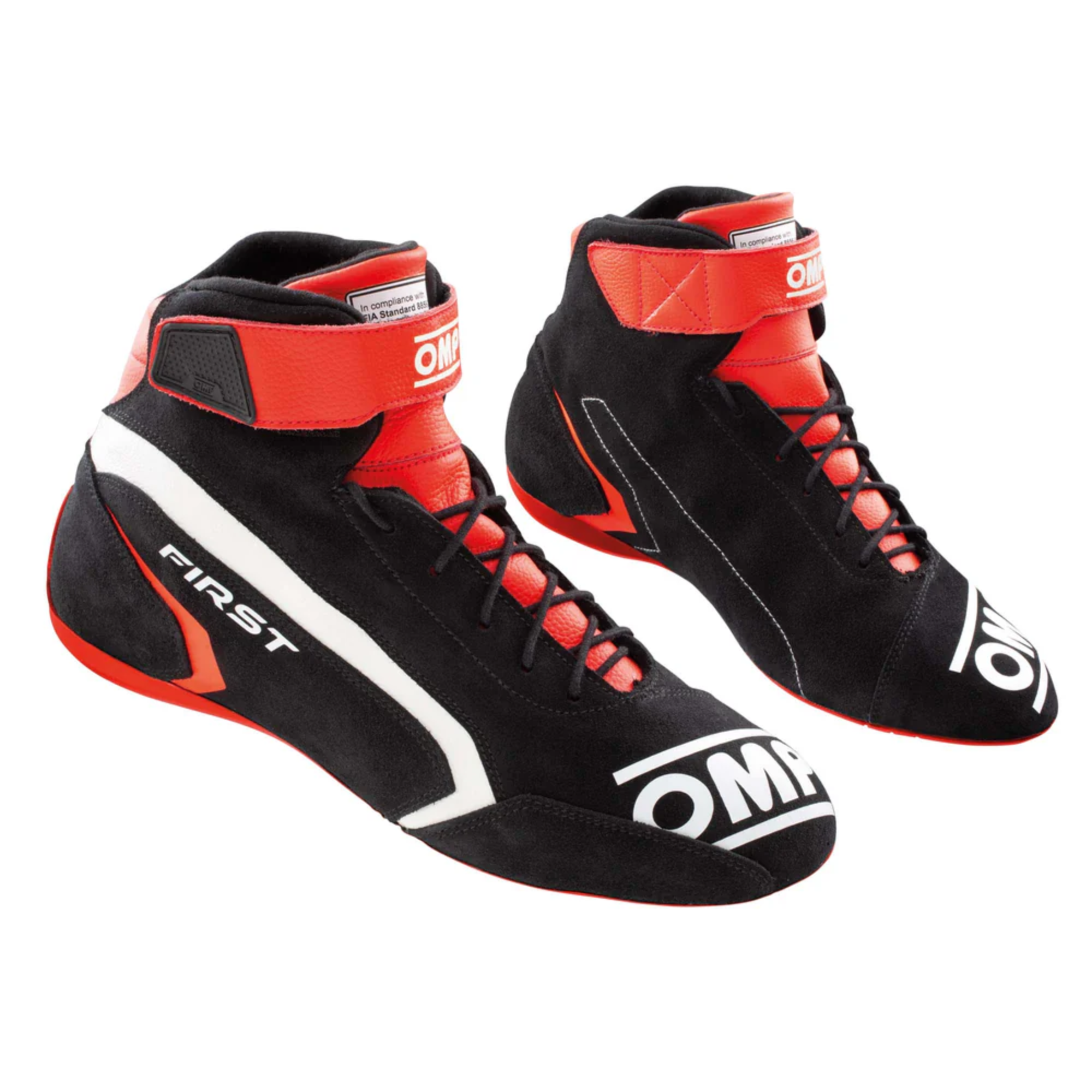 The black and red OMP First v2 Racing Shoes.