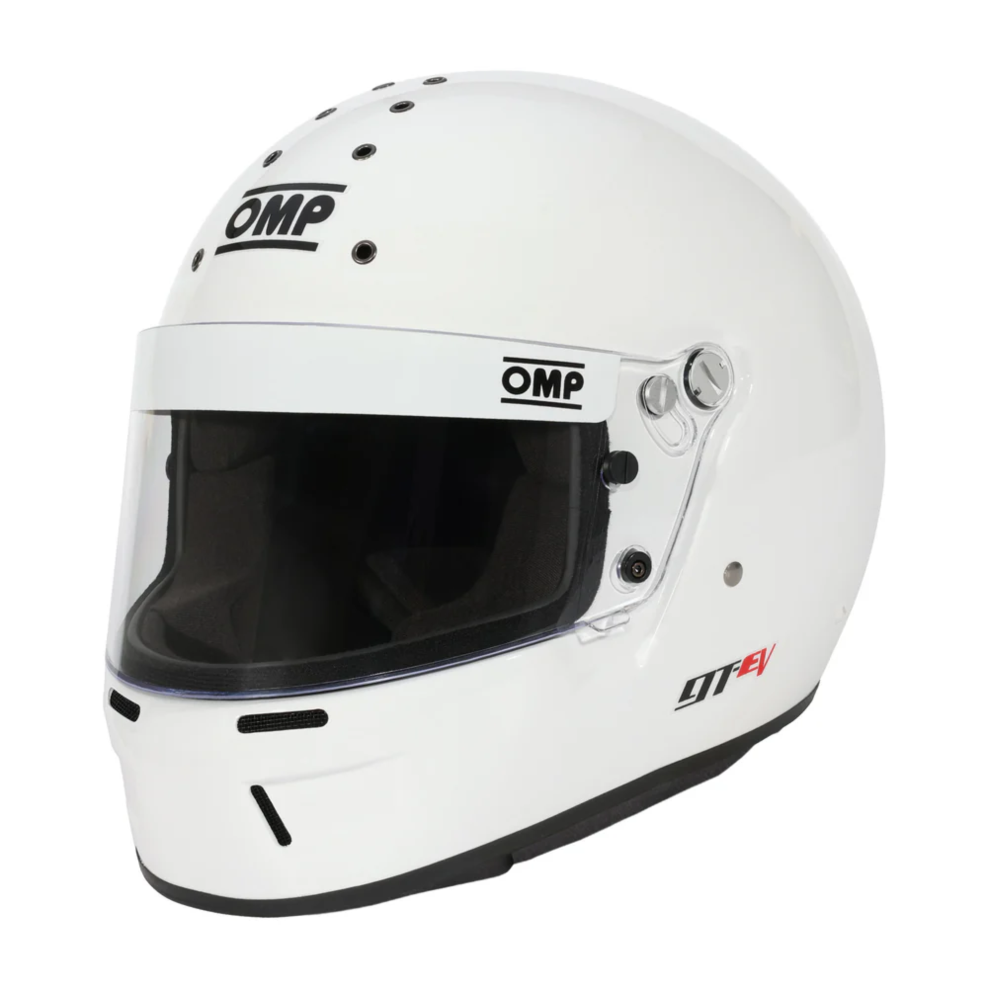 The white OMP GT-EV Racing Helmet - SA2025.
