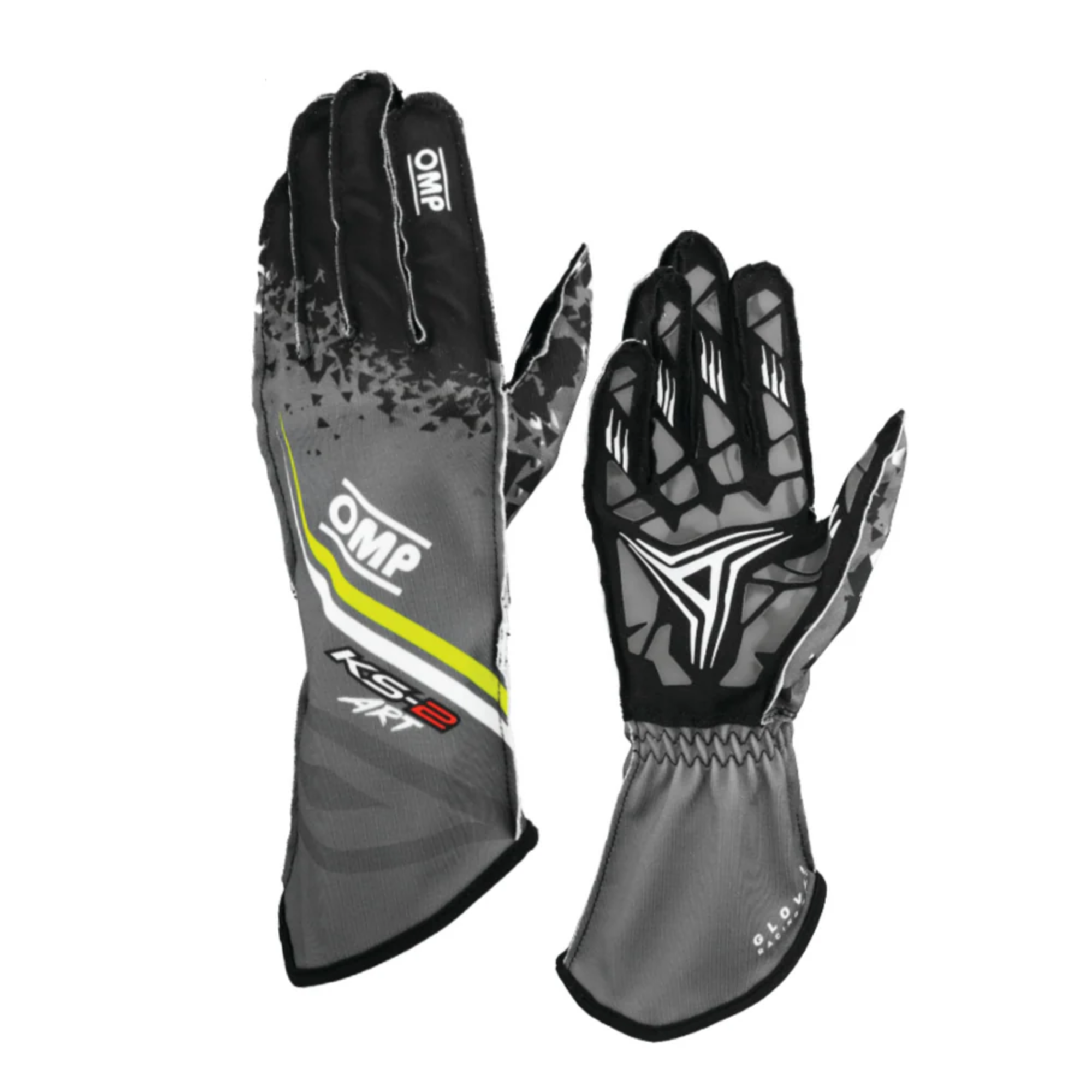 The anthracite and yellow OMP KS-2 Art Karting Gloves.
