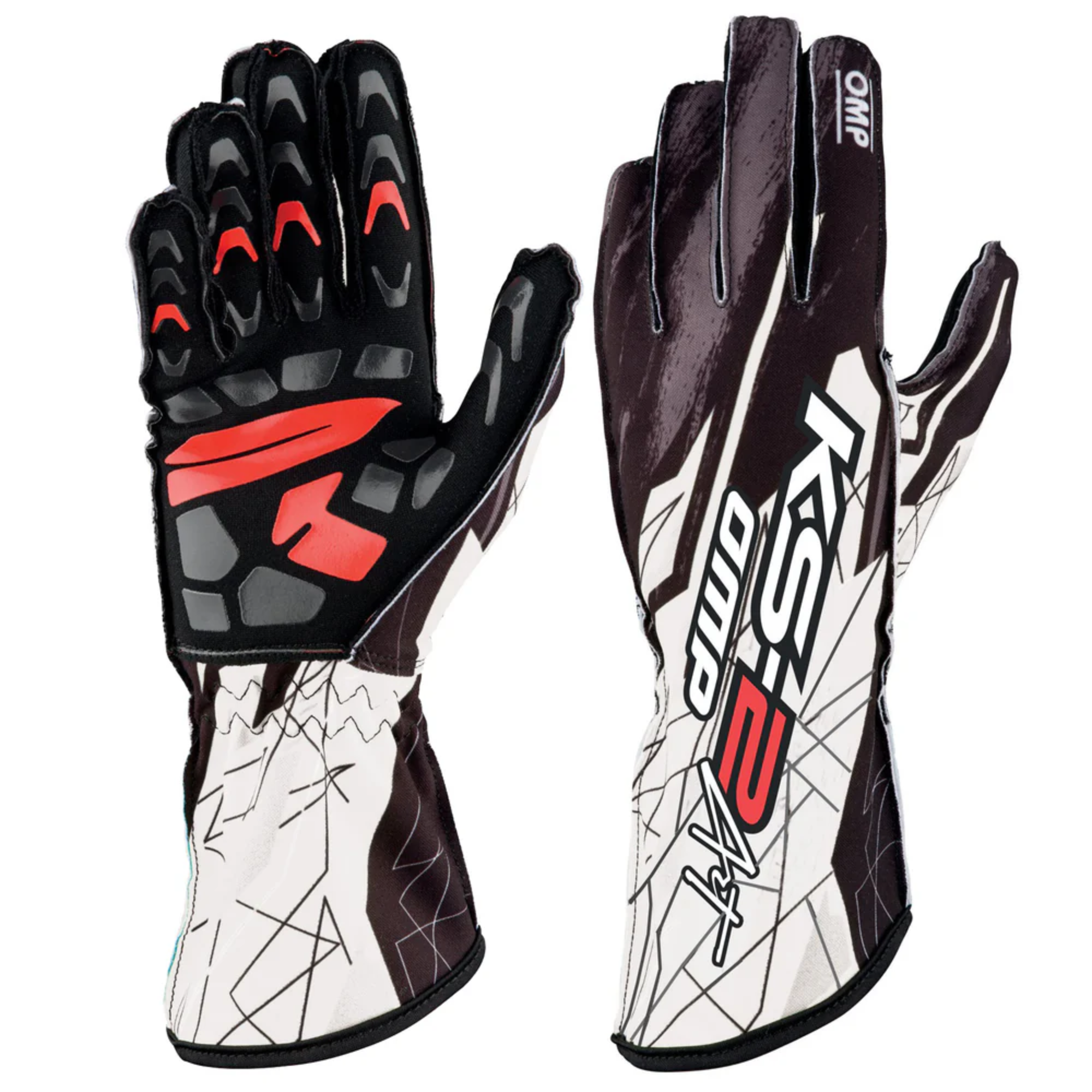 The black and white OMP KS-2 Art Karting Gloves - Old Model.