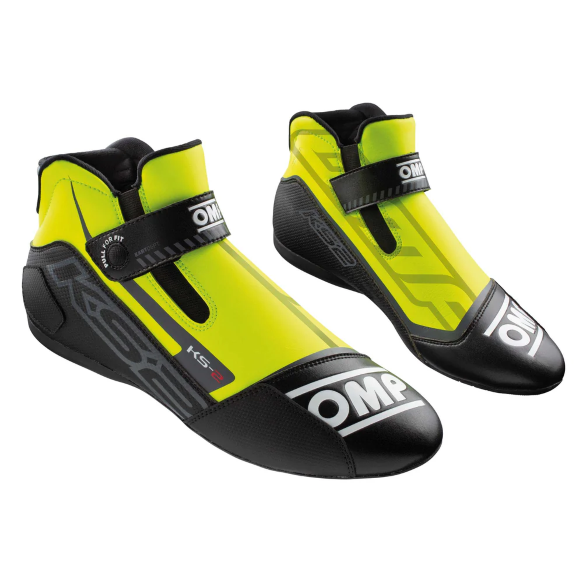 The yellow and black OMP KS-2 v2 Karting Shoes.