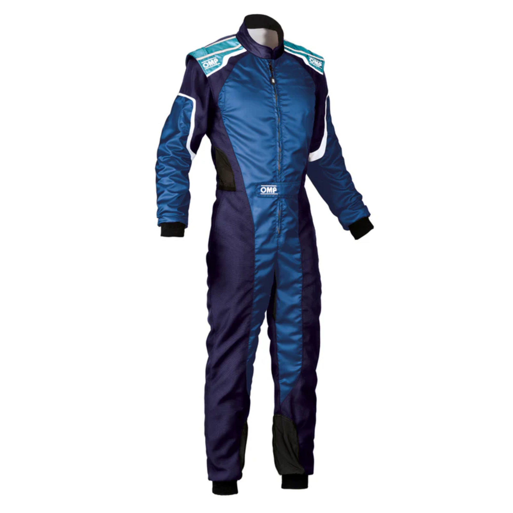 The blue and cyan OMP KS-3 Kart Racing Suit.