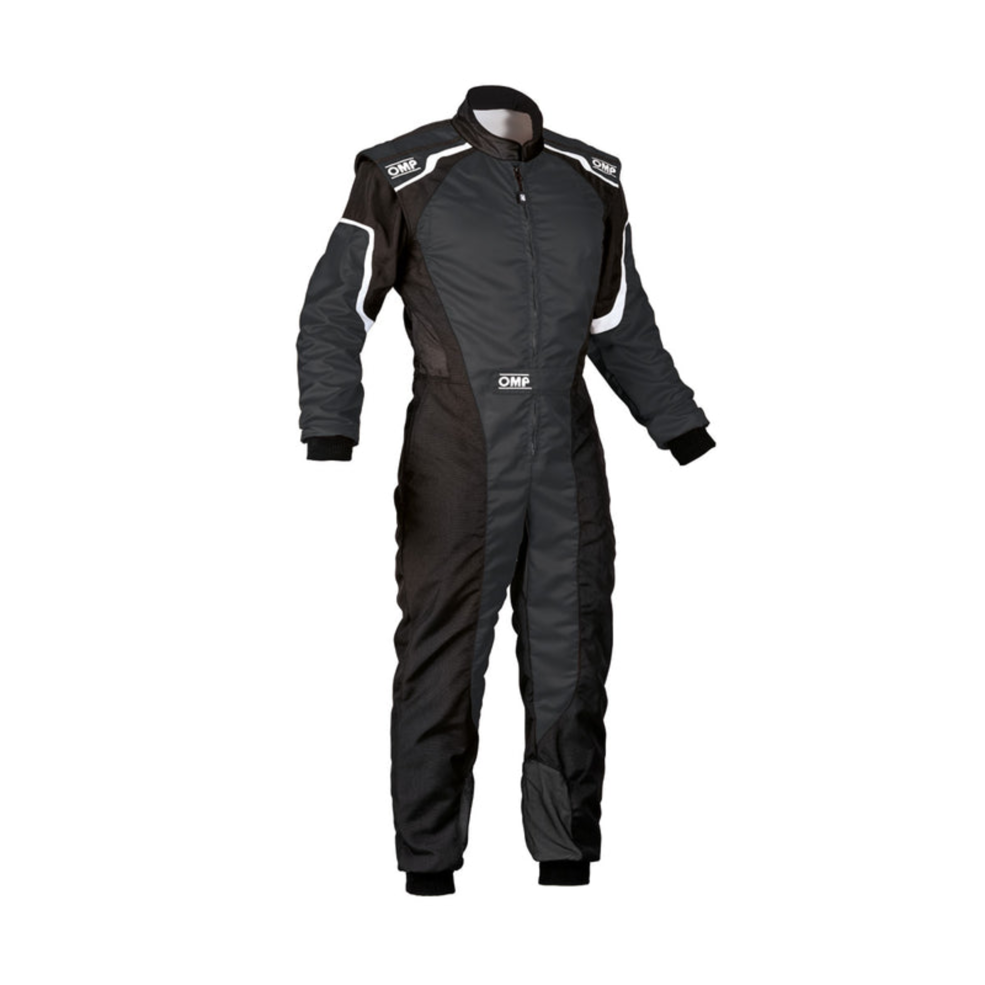 The black and white OMP KS-3 Youth Kart Racing Suit.