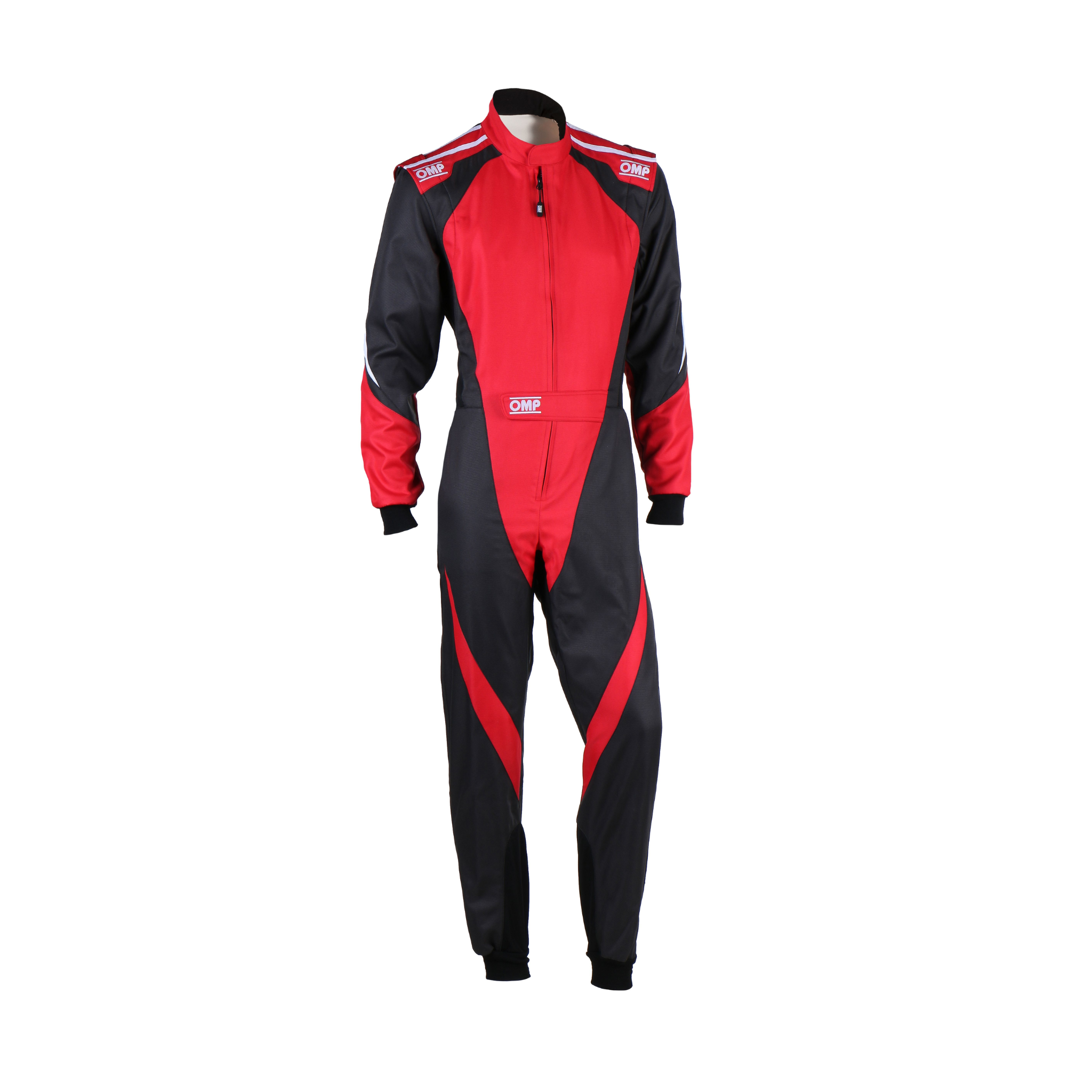 The black and red OMP KS-3X Youth Kart Racing Suit.