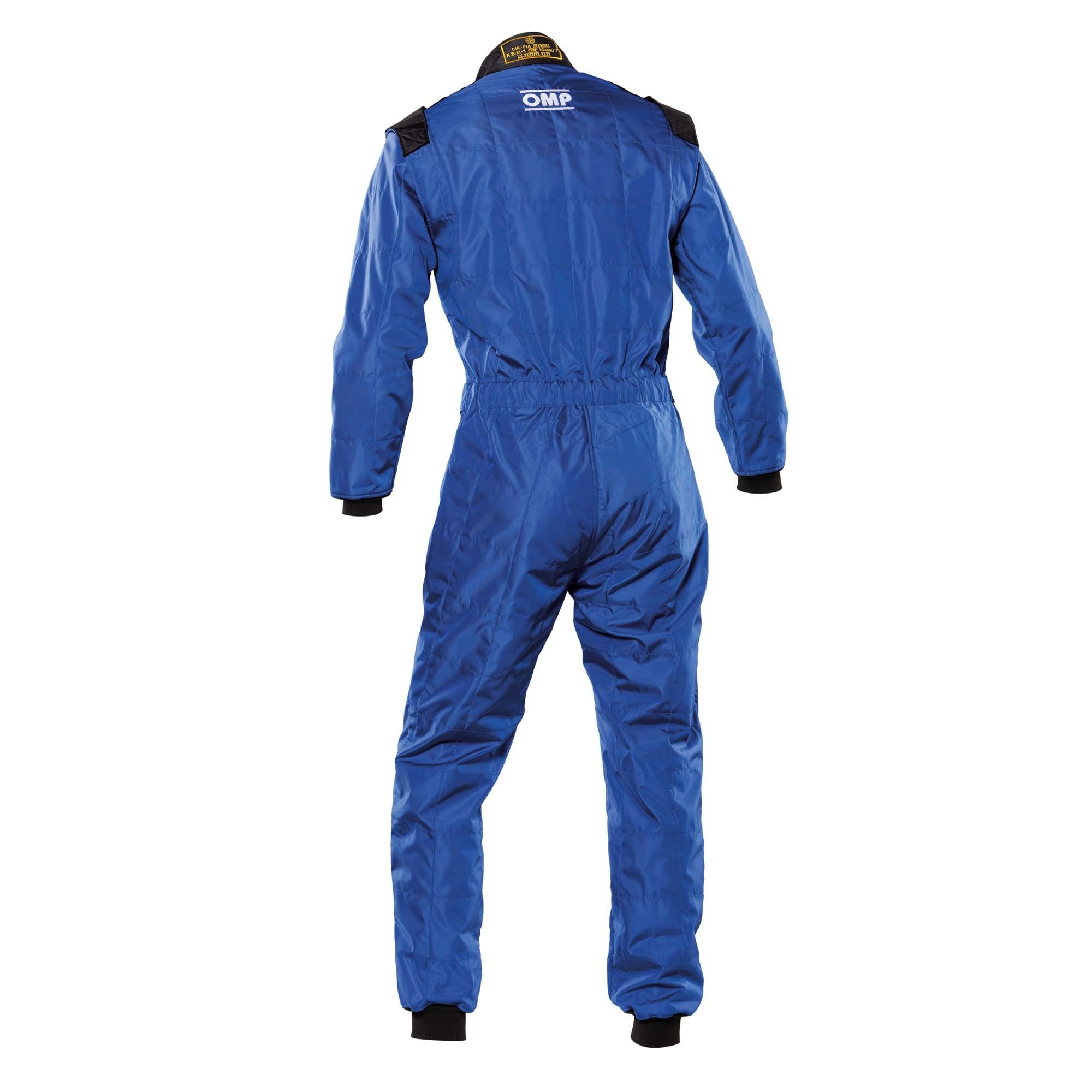 The back of the blue OMP KS-4 Kart Racing Suit.
