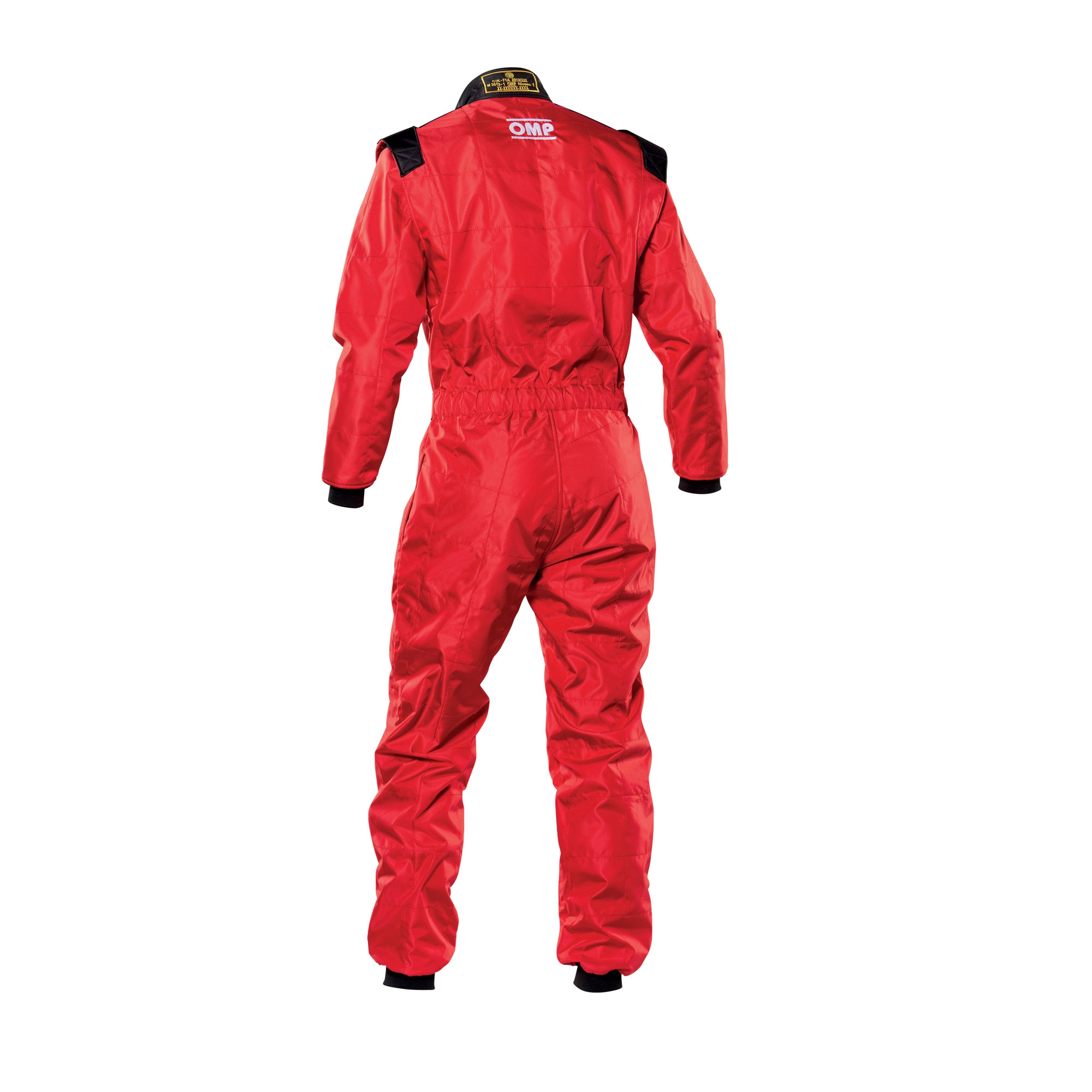 The back of the red OMP KS-4 Youth Kart Racing Suit.