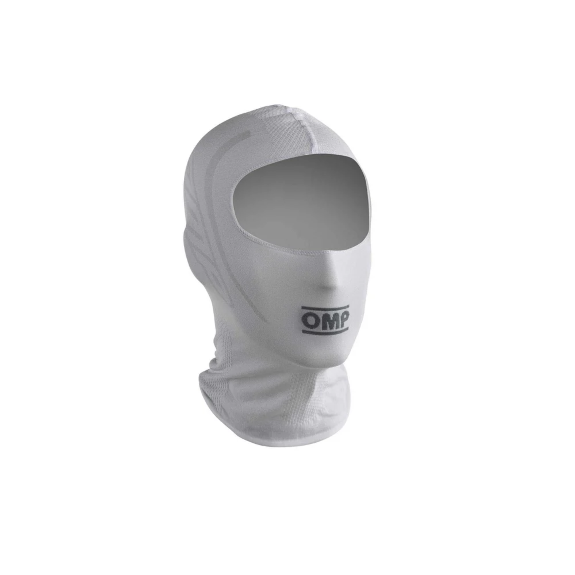 The white OMP KS Youth Karting Balaclava.