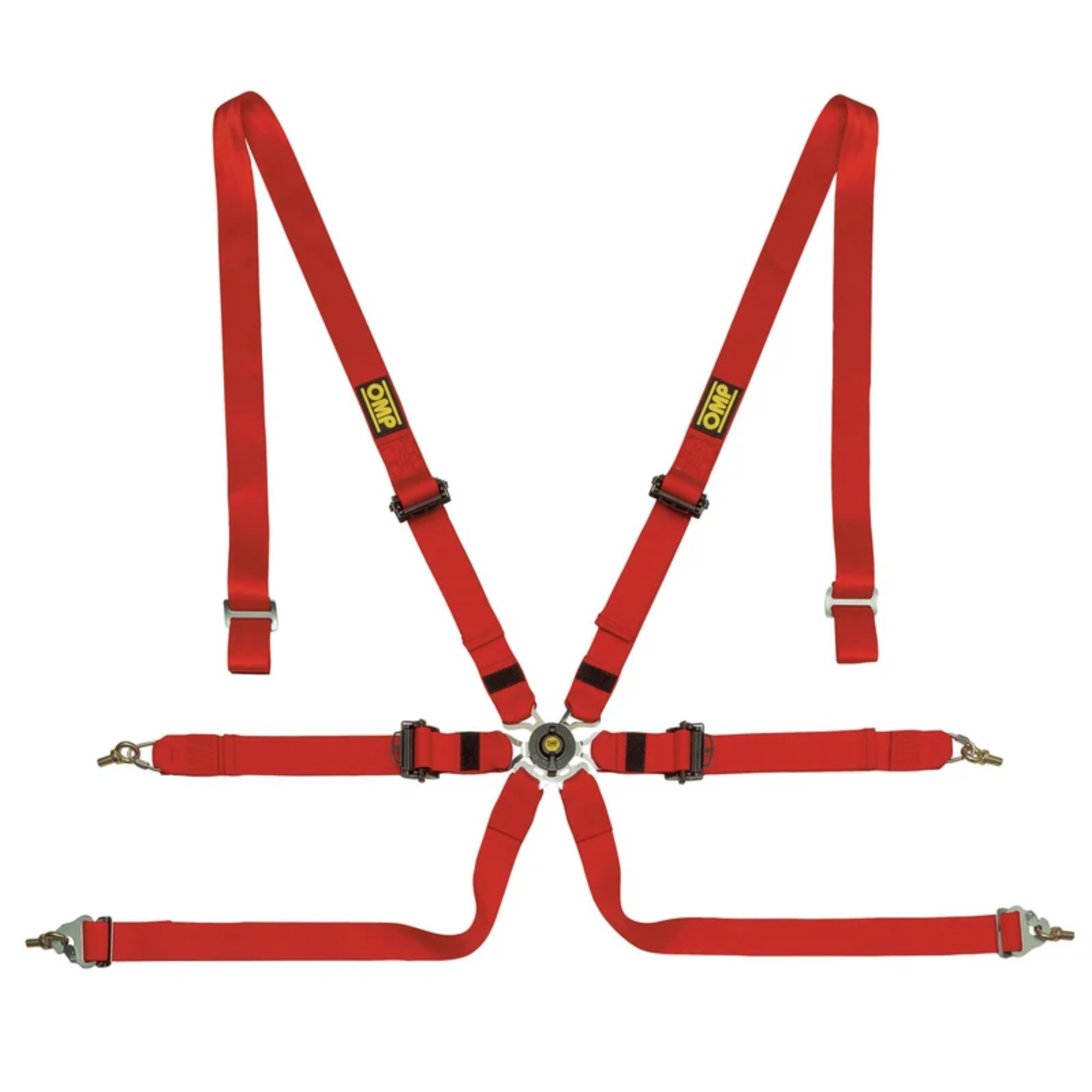 The red OMP One 2 Racing Harness - Pull-Down.