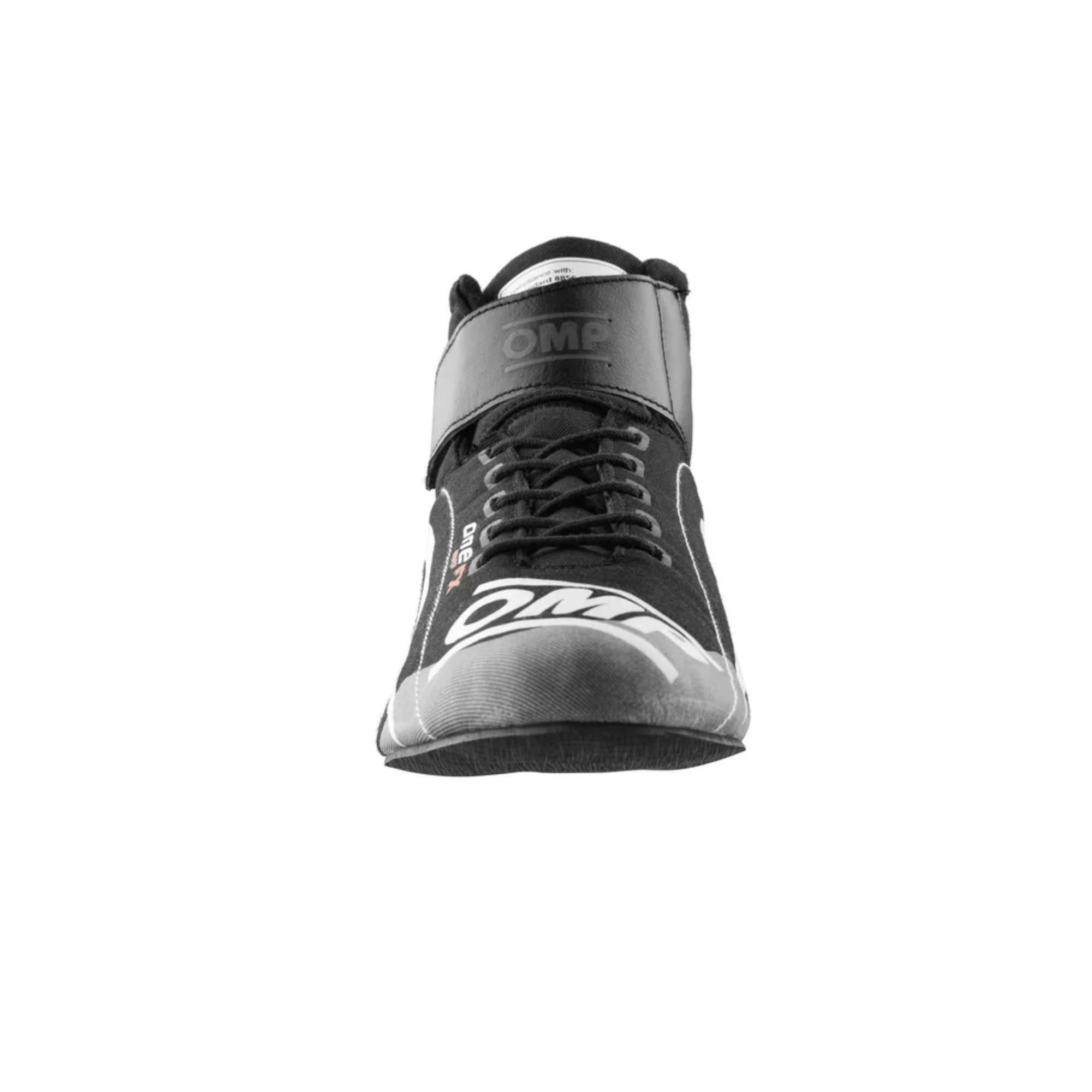 The front of the OMP One Evo FX Racing Shoes showing the toe area.