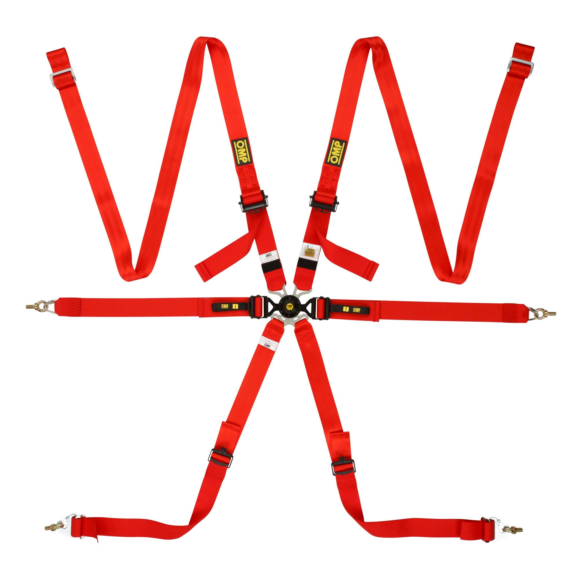 The red OMP One Versa Endurance Racing Harness.