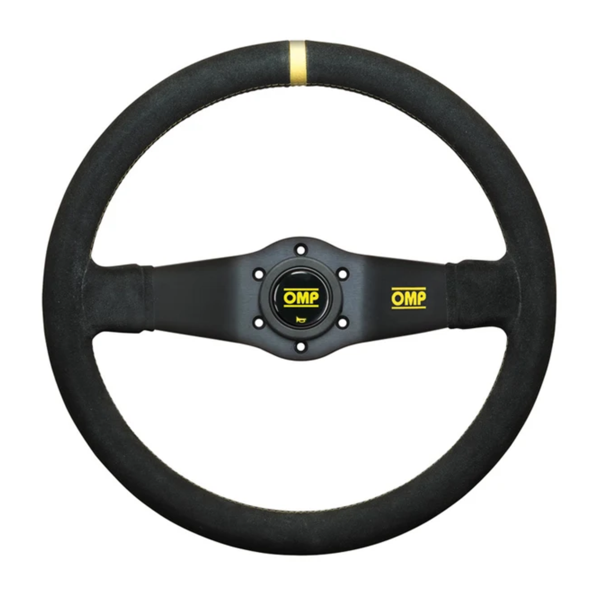 The black suede OMP Rally Steering Wheel.