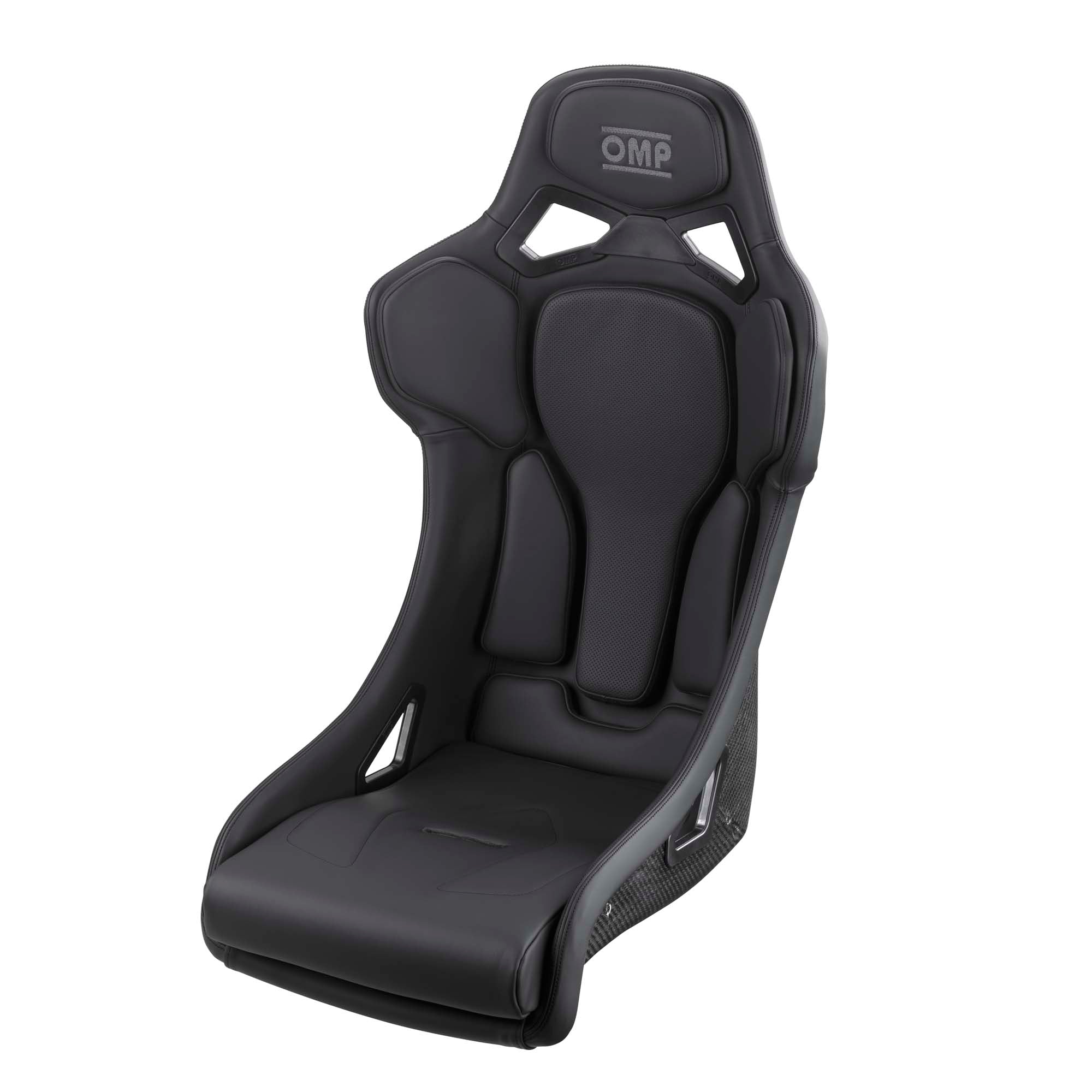 The front of the leather OMP RT-Carbon Racing Seat.