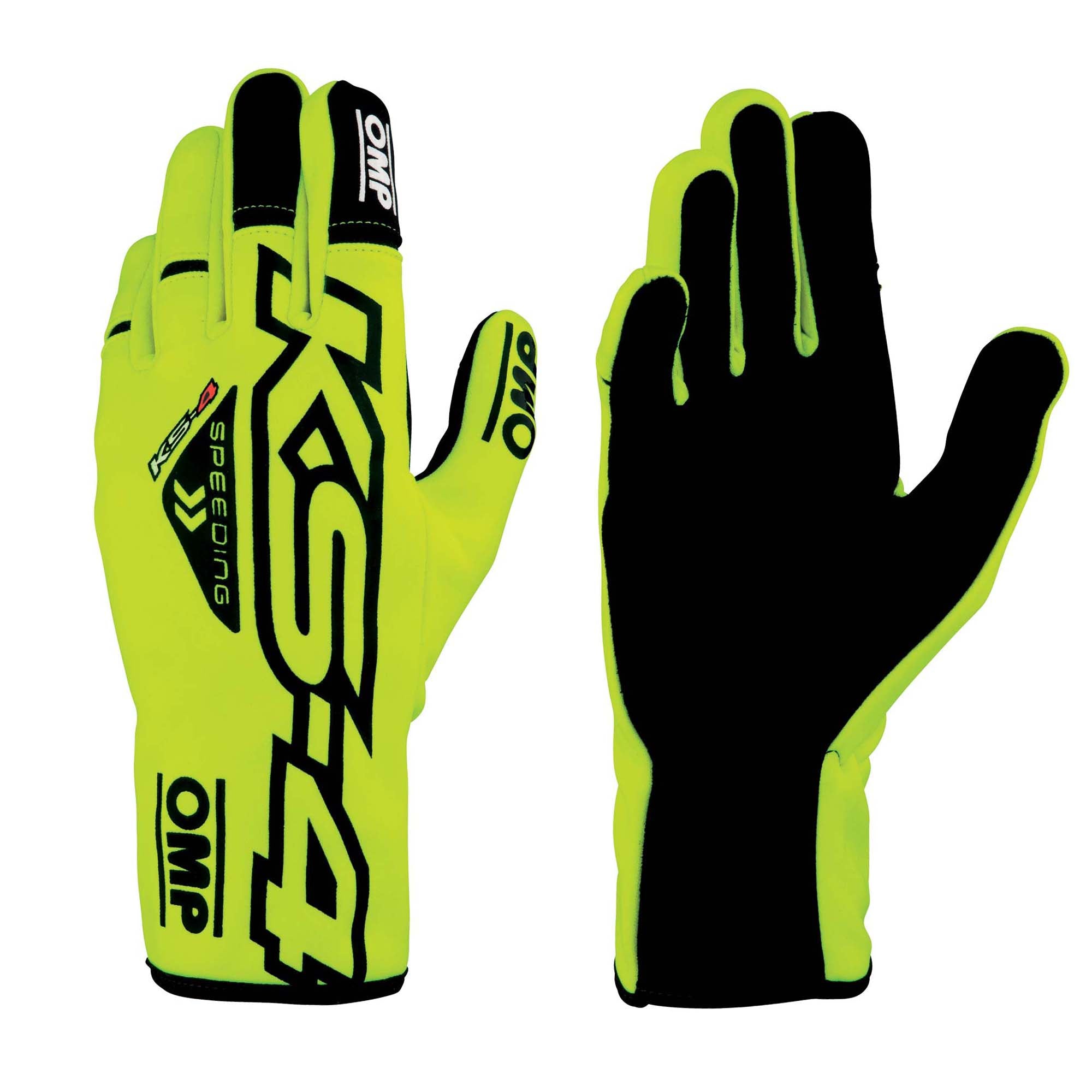 The yellow and black OMP KS-4 Karting Gloves.