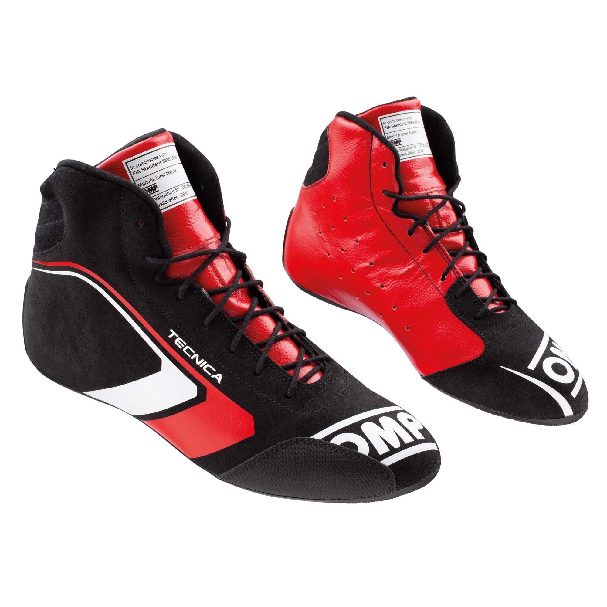 The black and red OMP Tecnica v1 Racing Shoes.