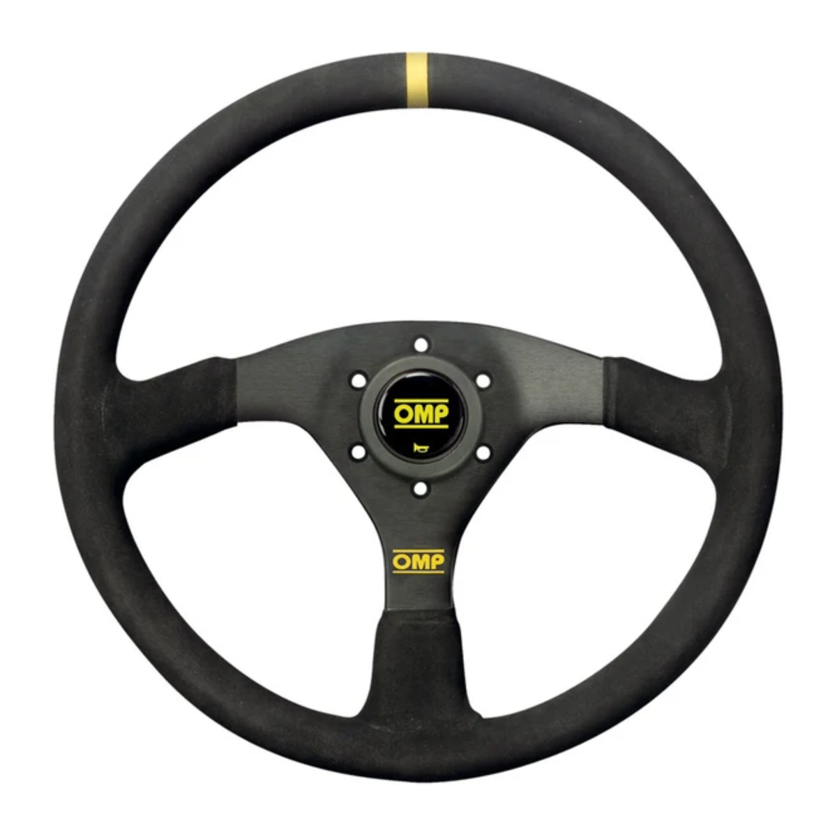 The black suede OMP Velocita Steering Wheel.