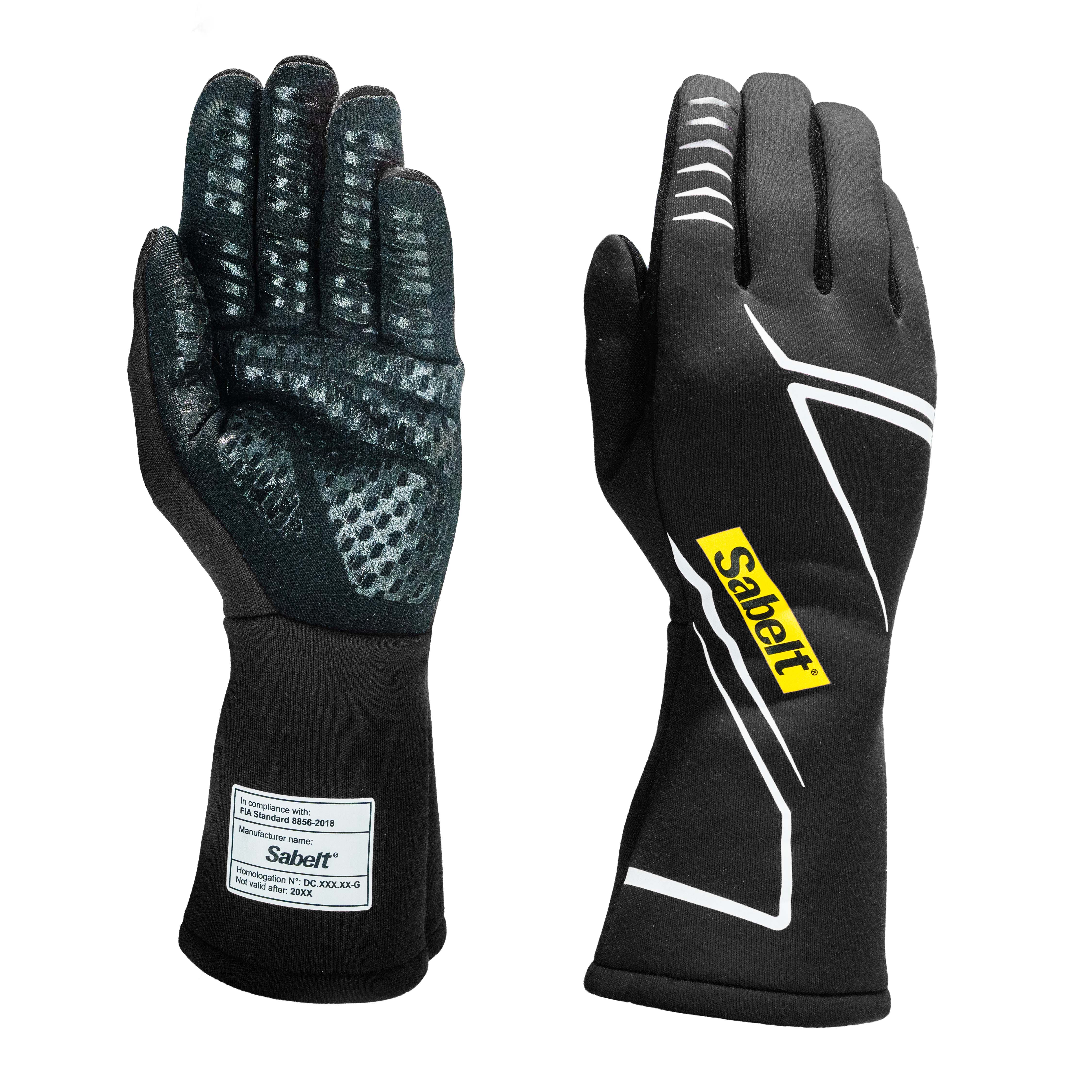 The black Sabelt Challenge Evo TG-2.2 Fire-Resistant Racing Gloves.