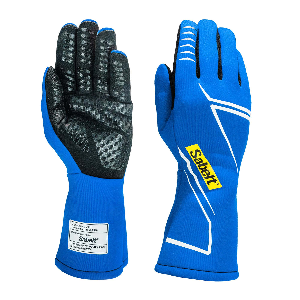 The blue Sabelt Challenge Evo TG-2.2 Fire-Resistant Racing Gloves.