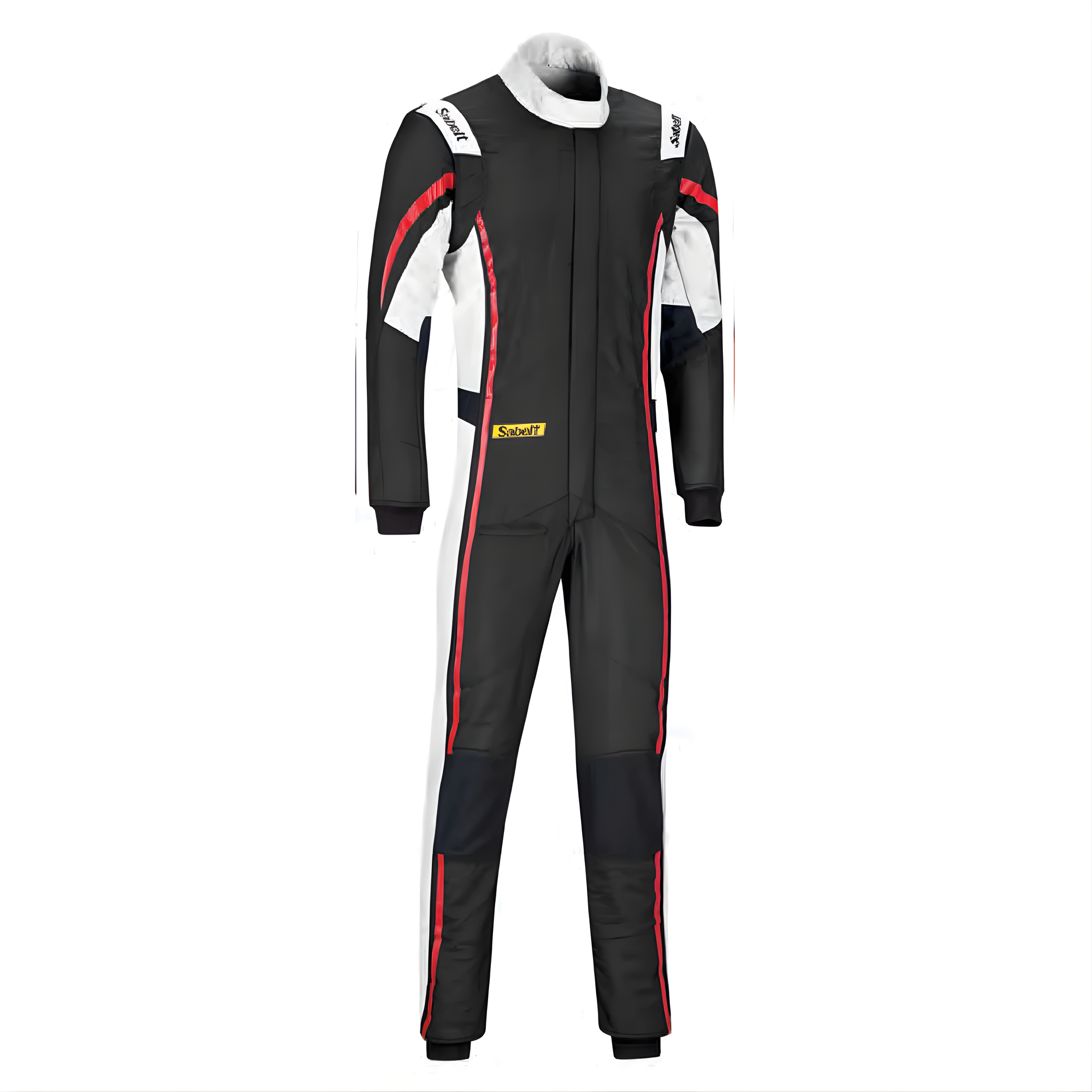 The front of the black and white Sabelt Hero Superlight TS-10 Racing Suit from Sabelt.