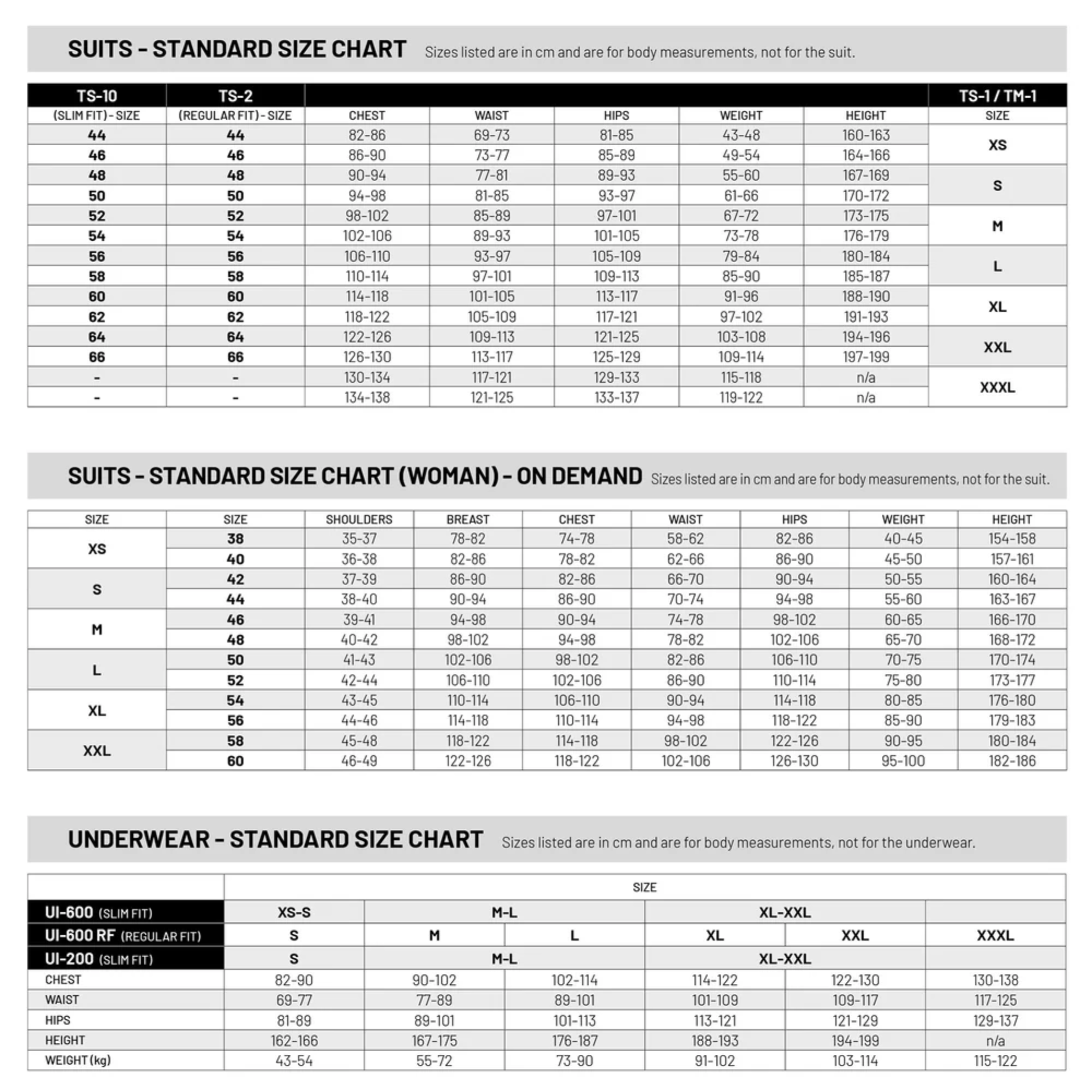 The Sabelt Hero Superlight TS-10 Racing Suit from Sabelt size guide. all-groups