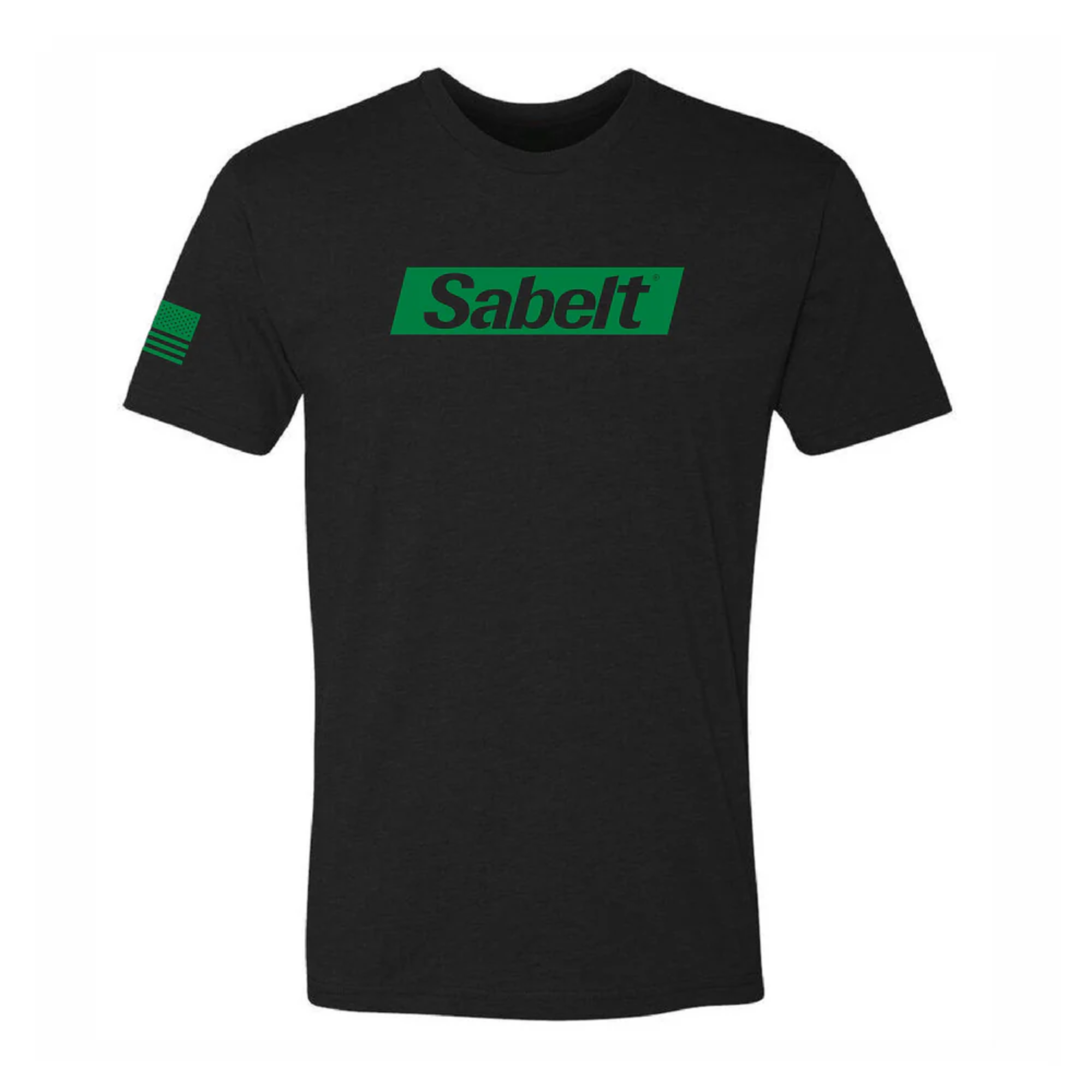 The black Sabelt Logo T-Shirt from Sabelt with a green logo.