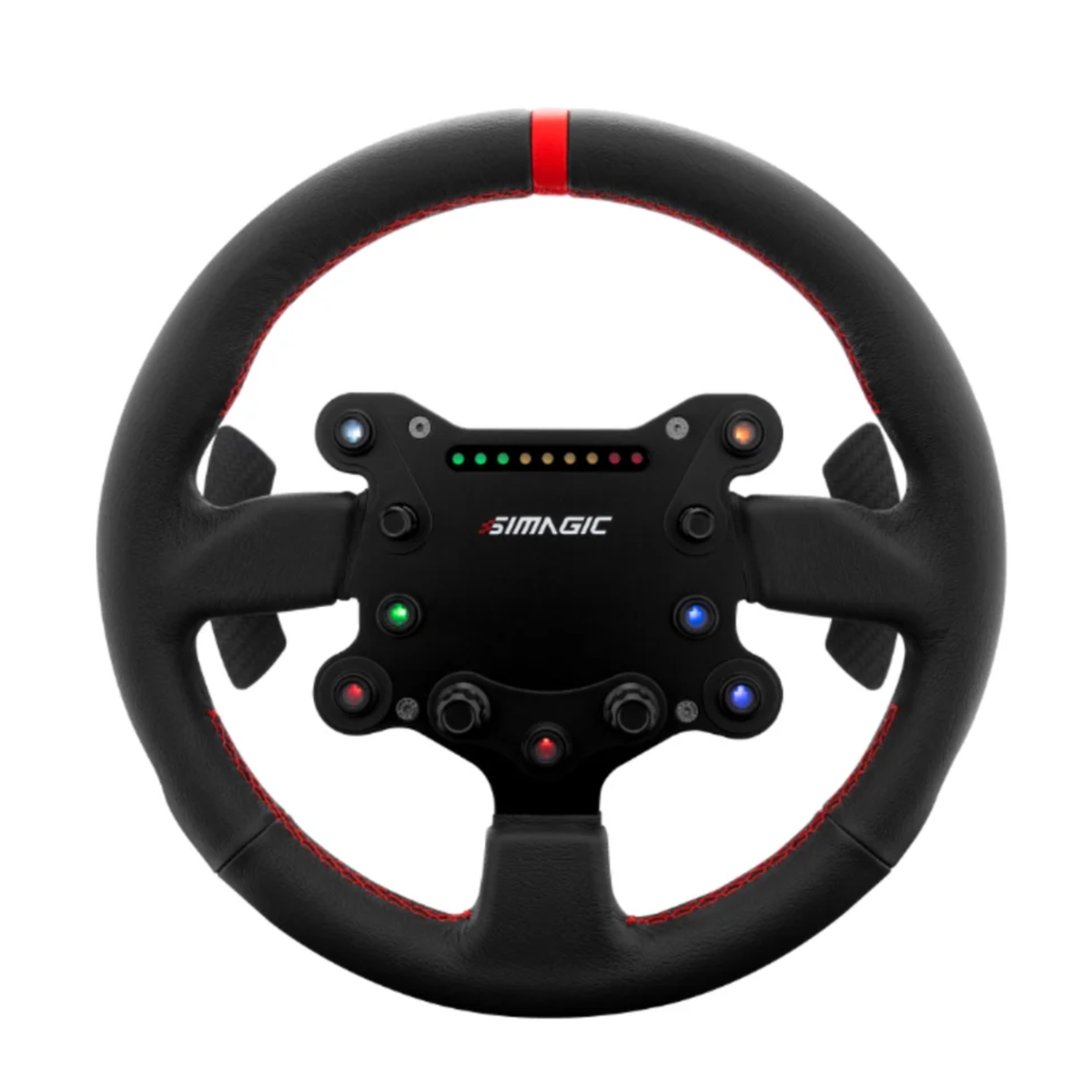 The Simagic GTS Suede Wheel and Button Box.