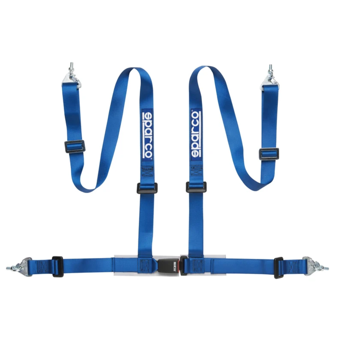 The blue Sparco 2 Inch 4-Point Snap-In Street Harness.