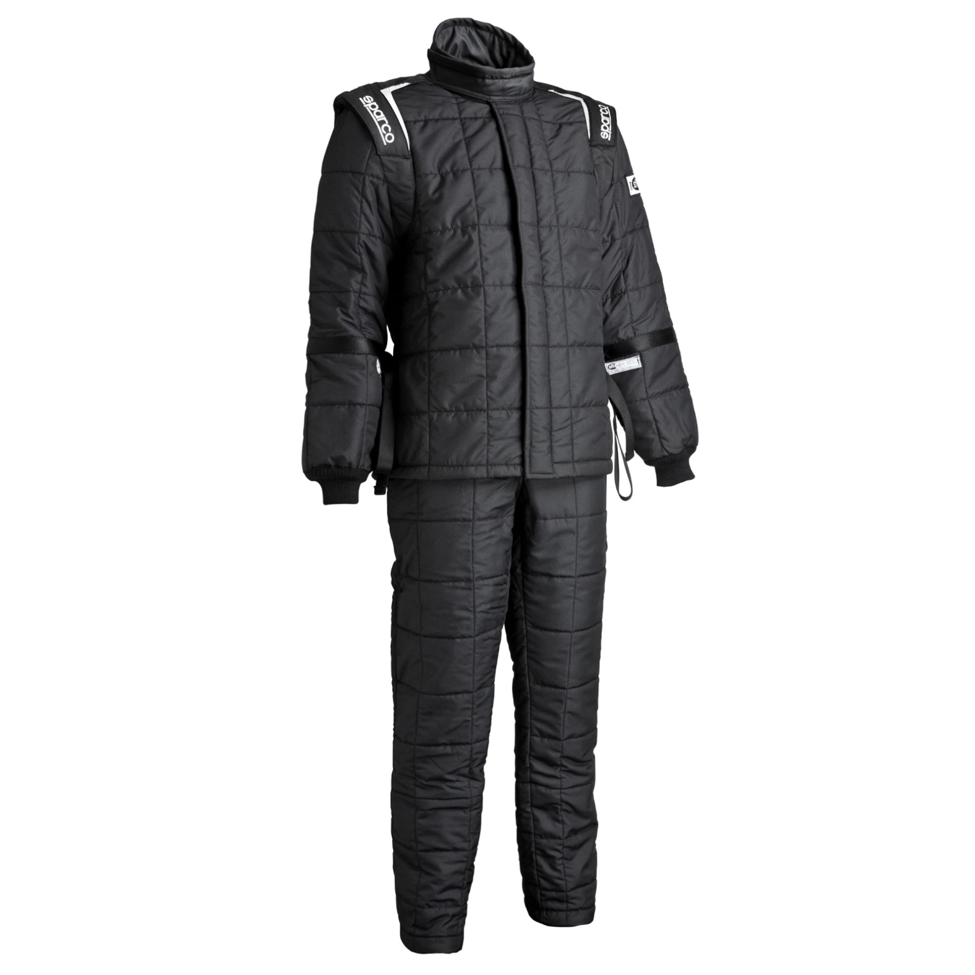 The black with white accents Sparco Air-15 Fire Resistant Drag Racing Suit - SFI 3.2A/15 from Sparco.