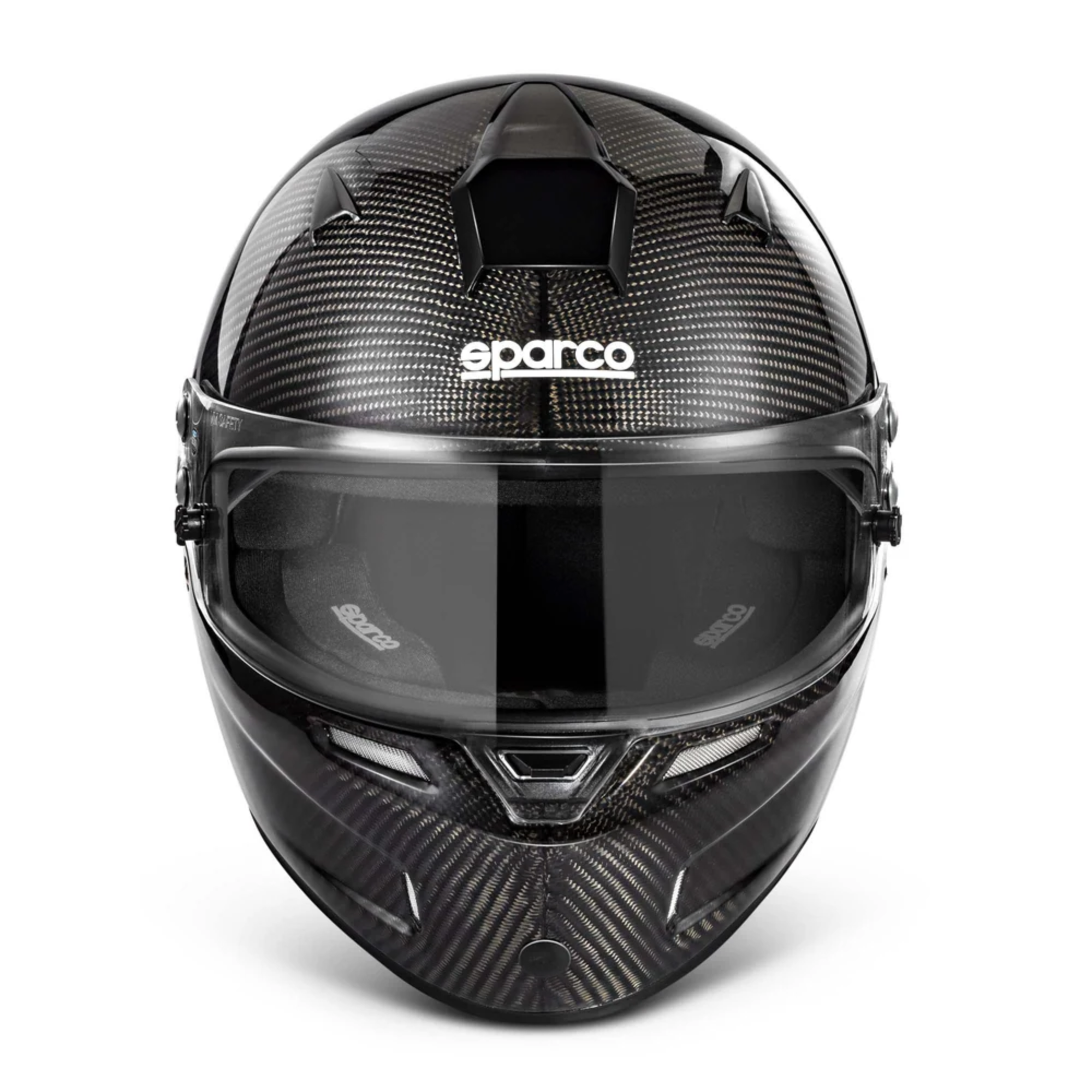 The front of the Sparco Air KF-7W Carbon K2015 Karting Helmet from Sparco.