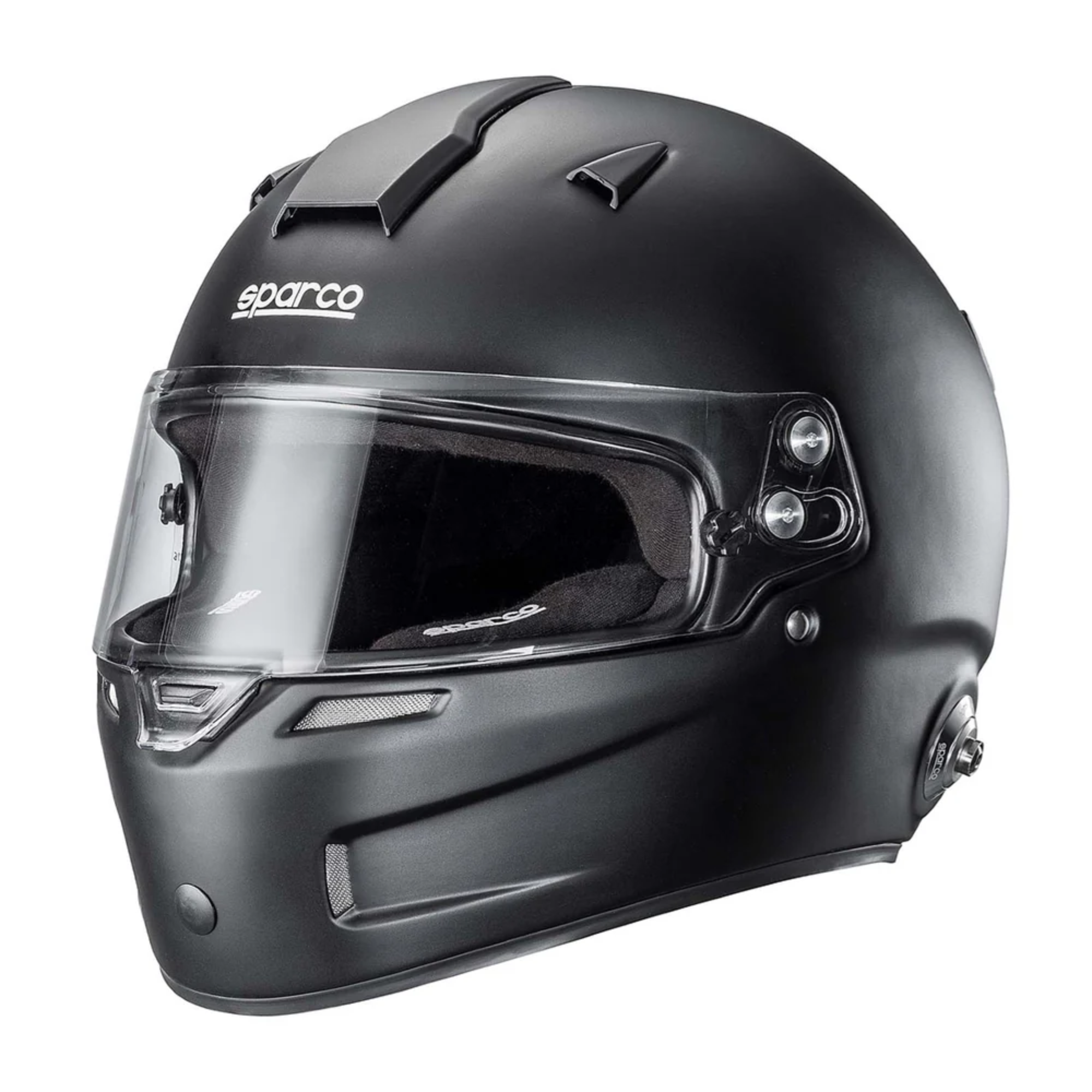 The flat black Sparco Air Pro RF-5W SA2020 Helmet from Sparco.