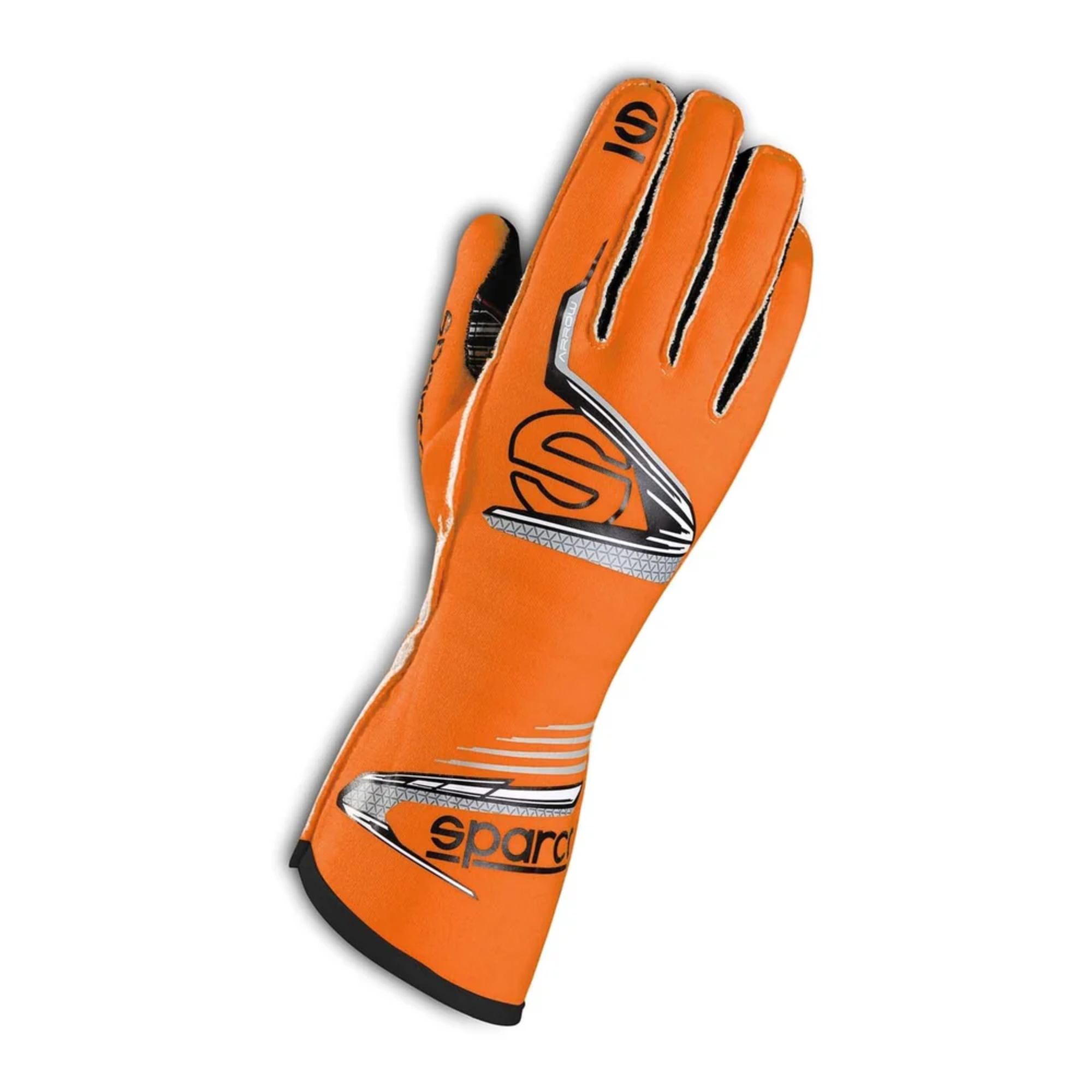 The orange Sparco Arrow Fire Resistant Racing Gloves - FIA 8856-2018, SFI 3.2a/5.