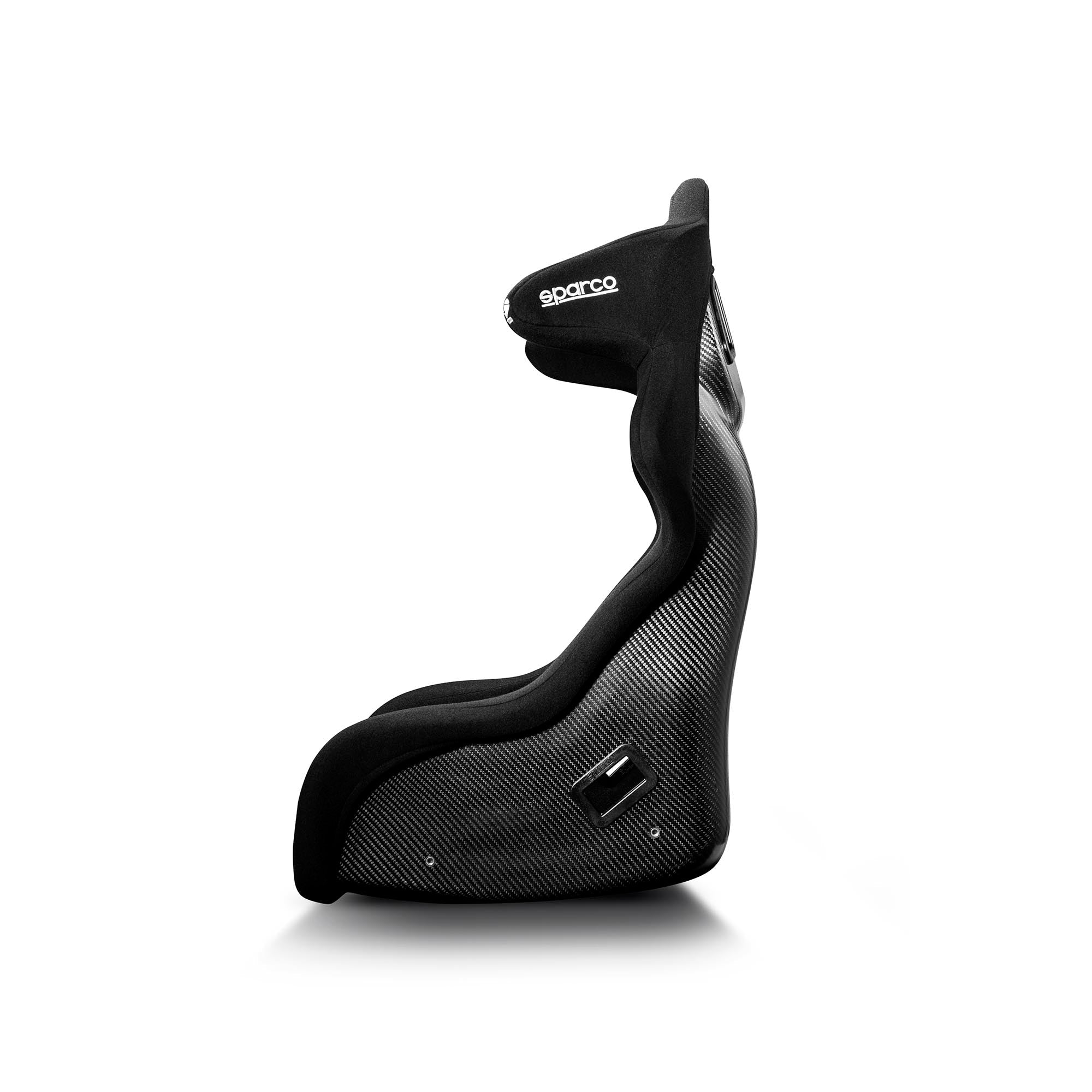 The side of the Sparco Circuit II Carbon Racing Seat.