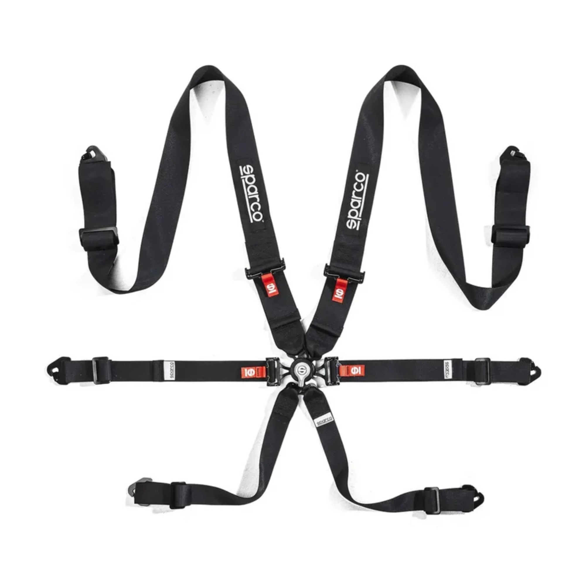 The black Sparco Comp H-3 Aluminum Racing Harness.