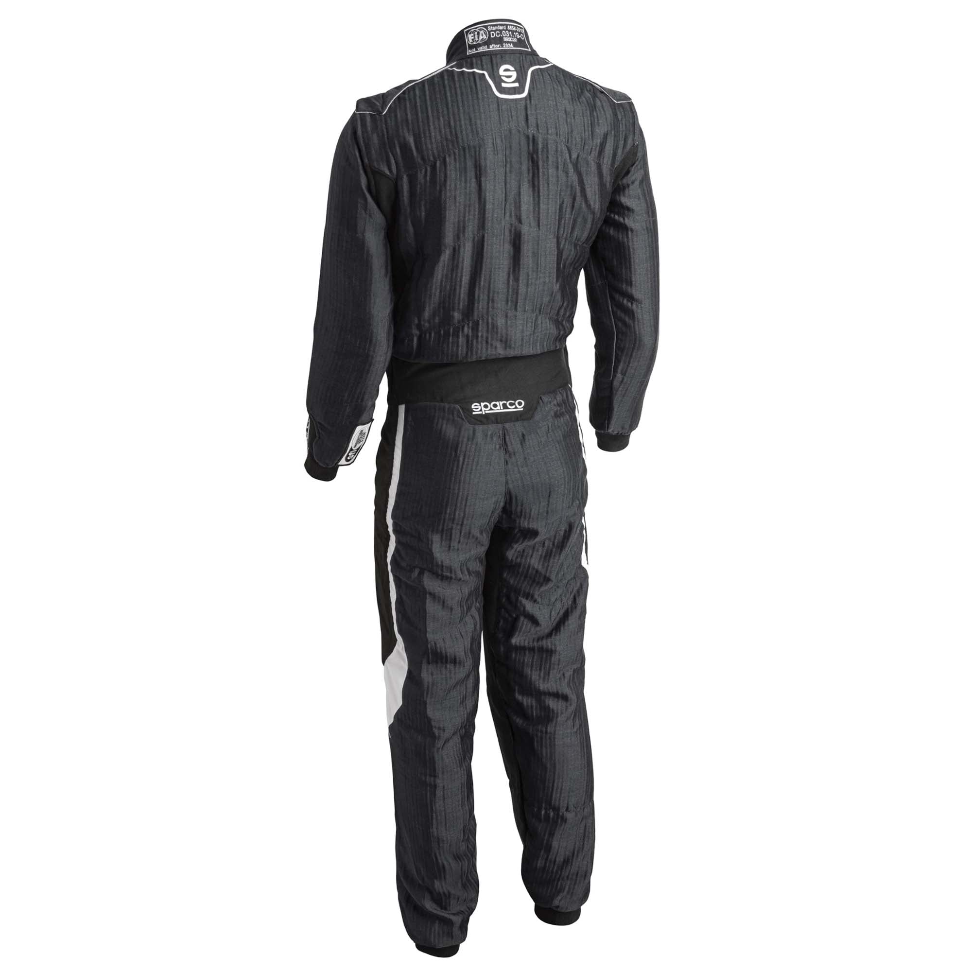 The back of the black and white Sparco Eagle LTD Racing Suit.