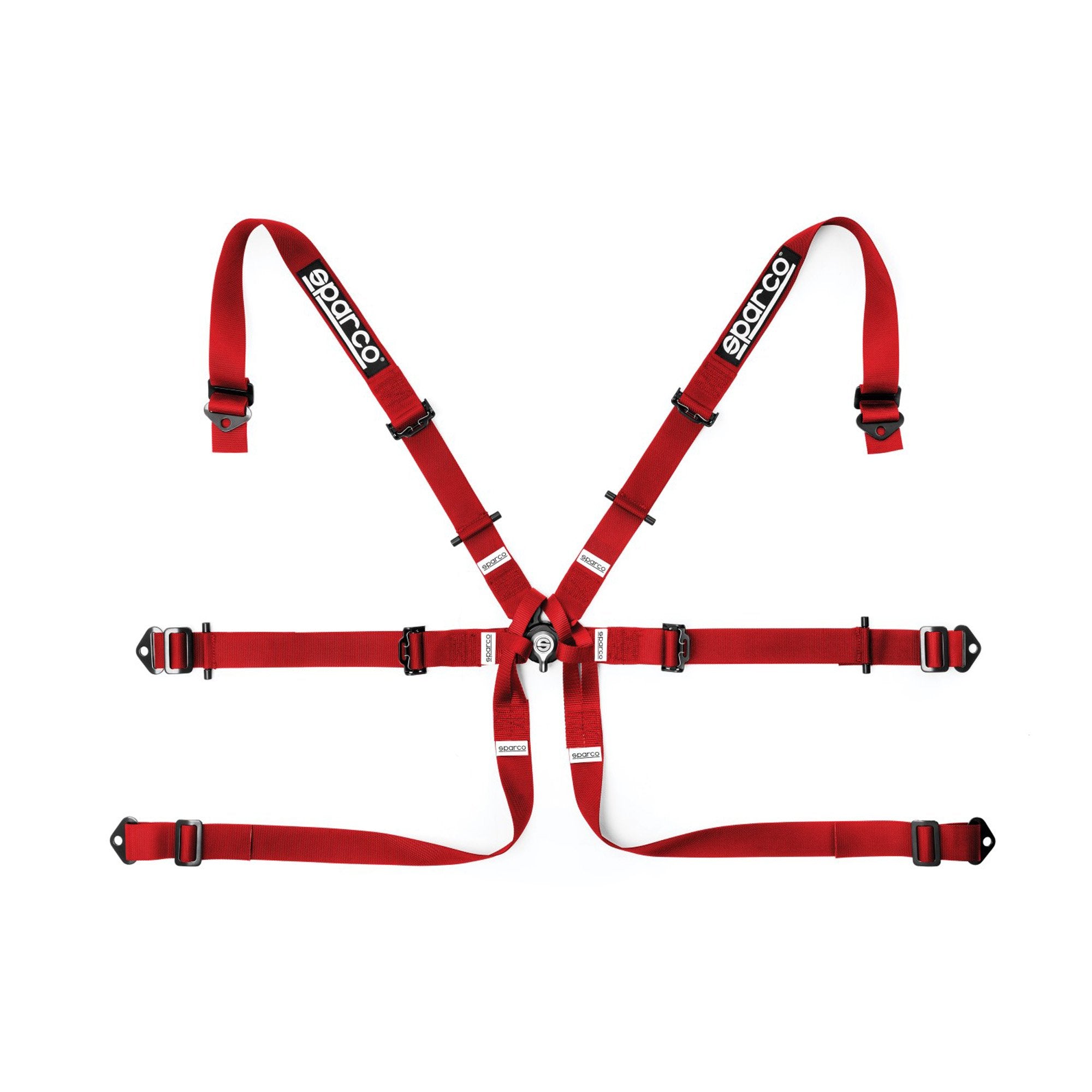 The red FIA 8853-2016 rated Sparco Formula H-7 Racing Harness.