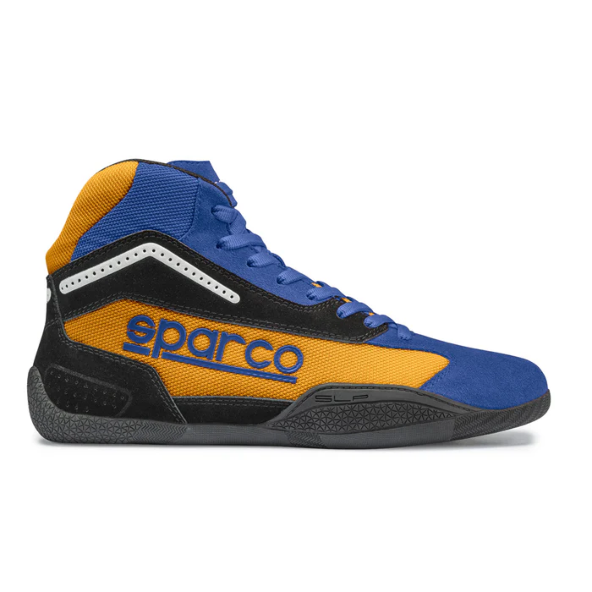 The blue and orange Sparco Gamma KB-4 Karting Shoe.