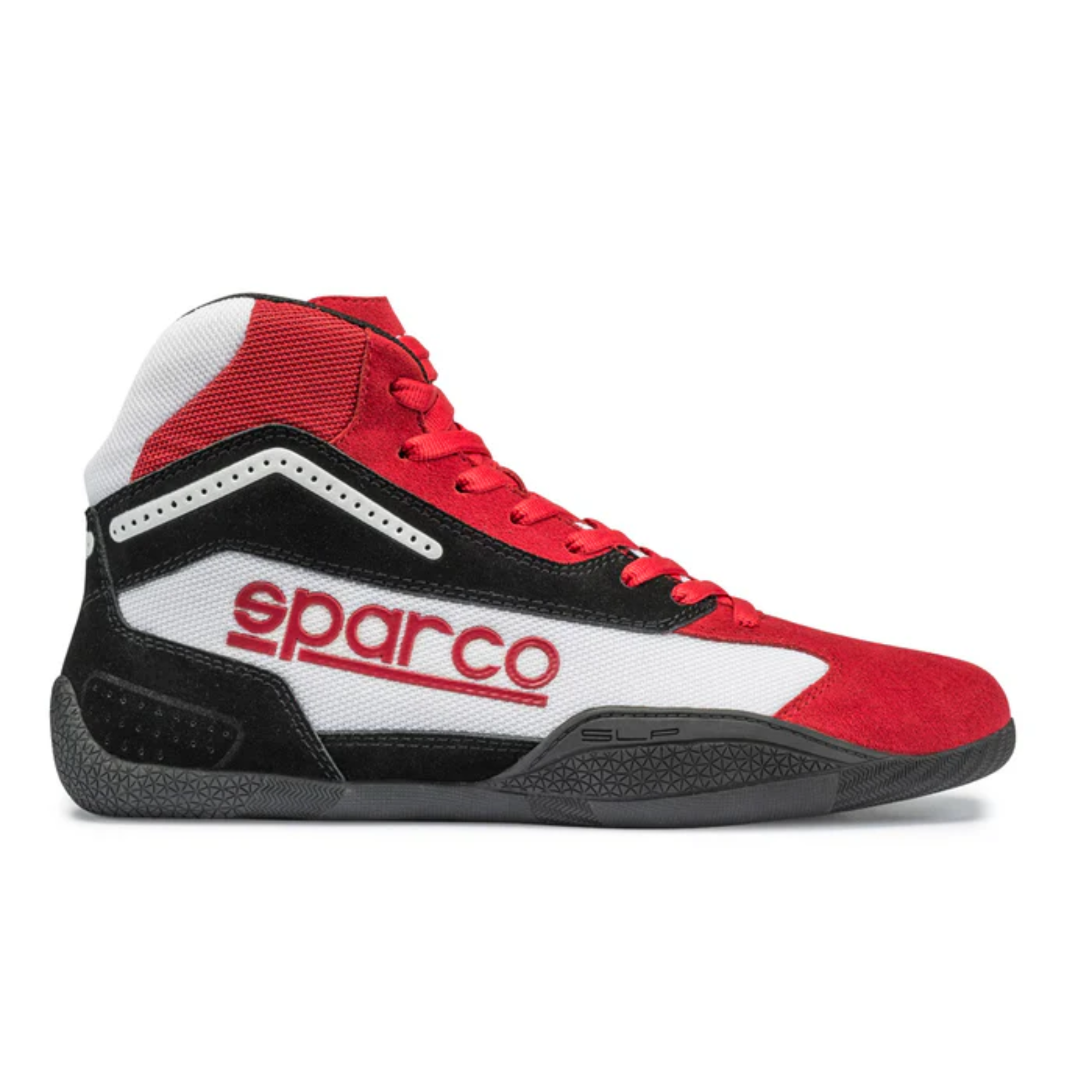 The red and white Sparco Gamma KB-4 Karting Shoe.