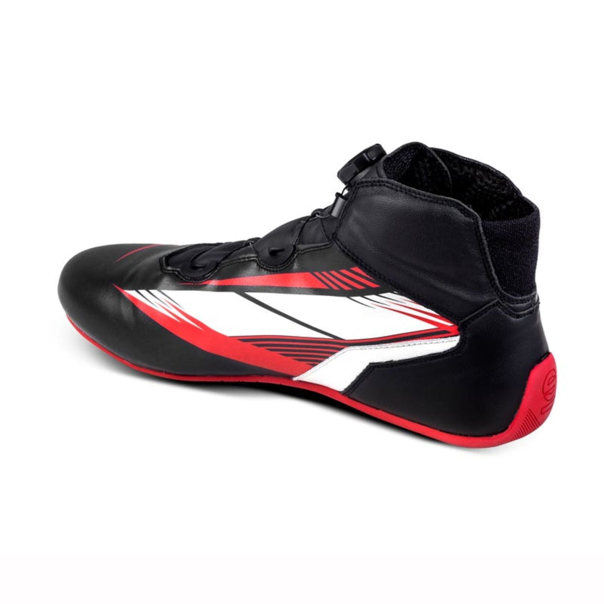 The inside of the black, red, and white Sparco K-Formula Infinity Karting Shoes.