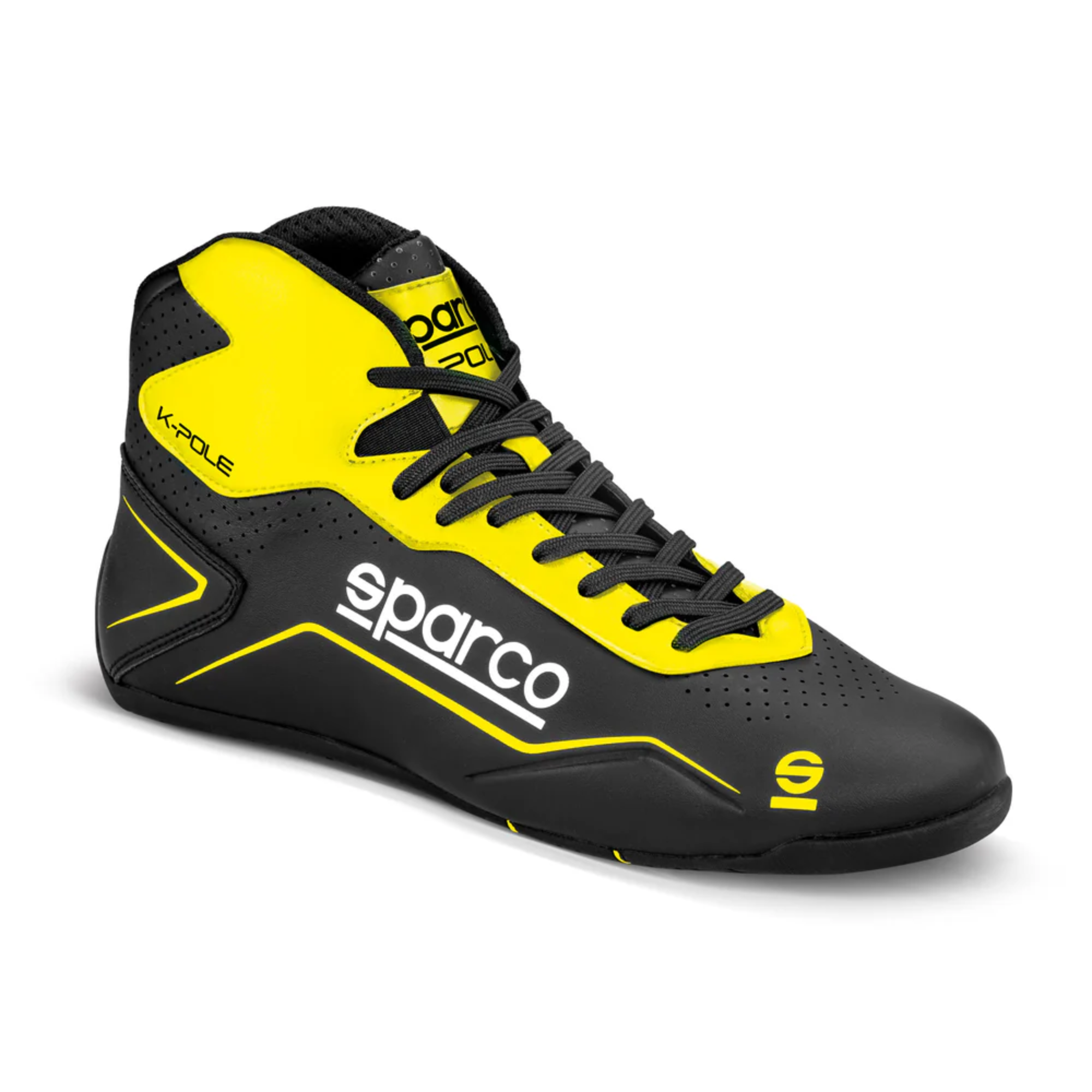 The black and yellow Sparco K-Pole Karting Shoe from Sparco.