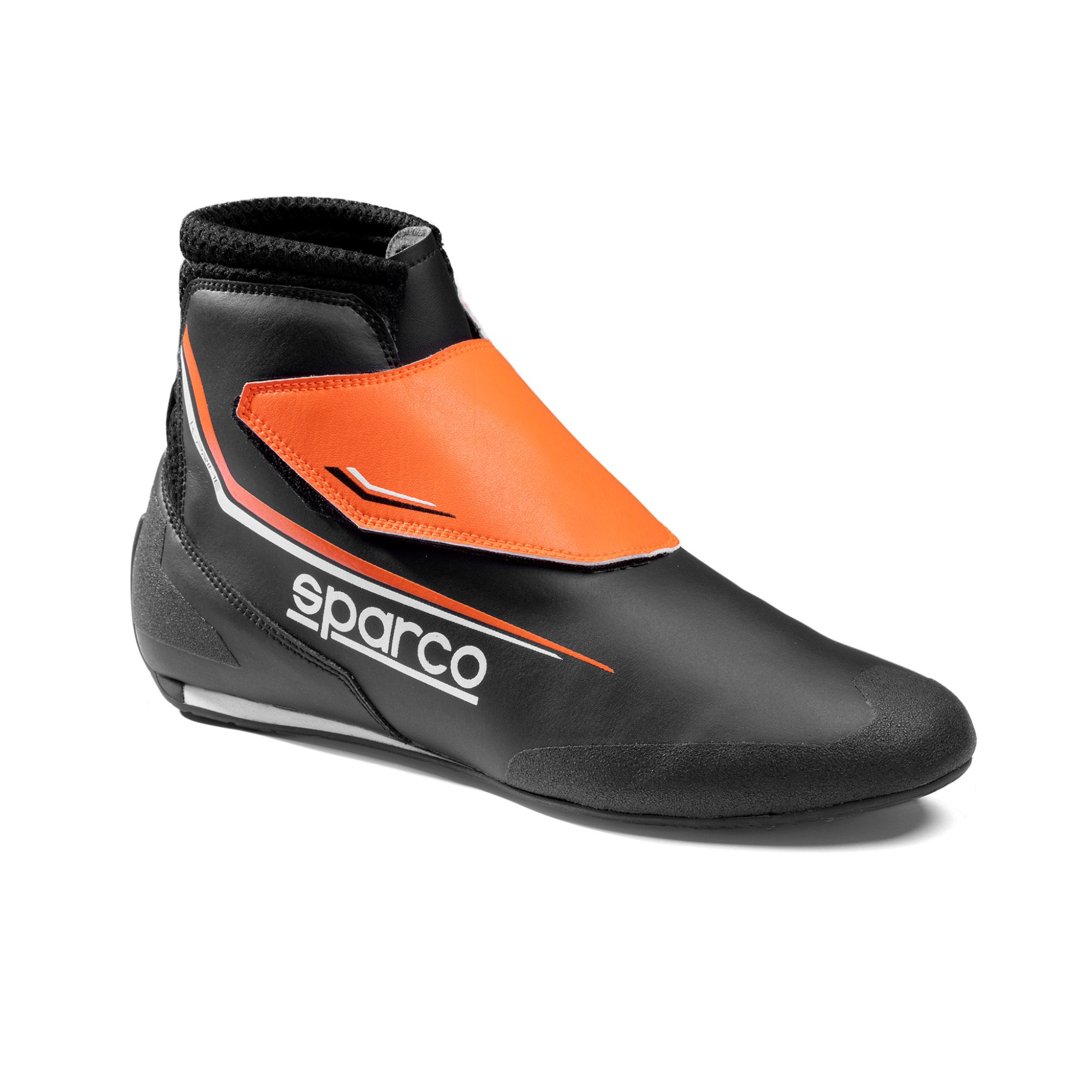 The orange and black Sparco K-Prime Karting Shoes.
