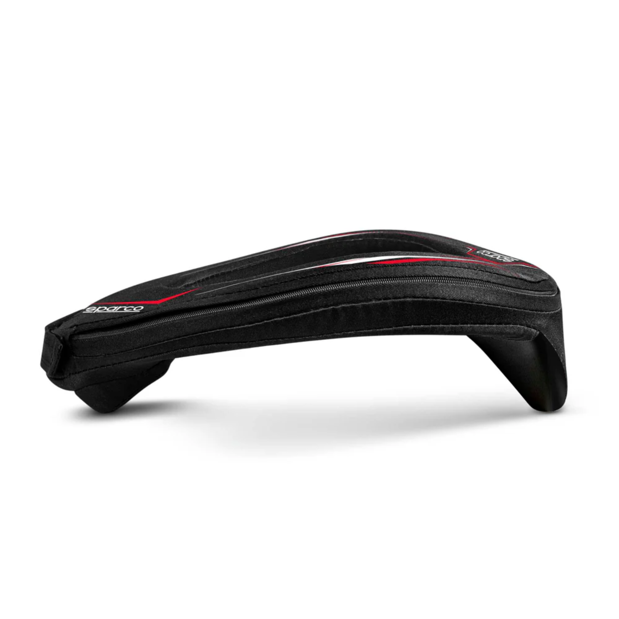 The side of the black and red Sparco K-Ring Karting Helmet Support Collar from Sparco.