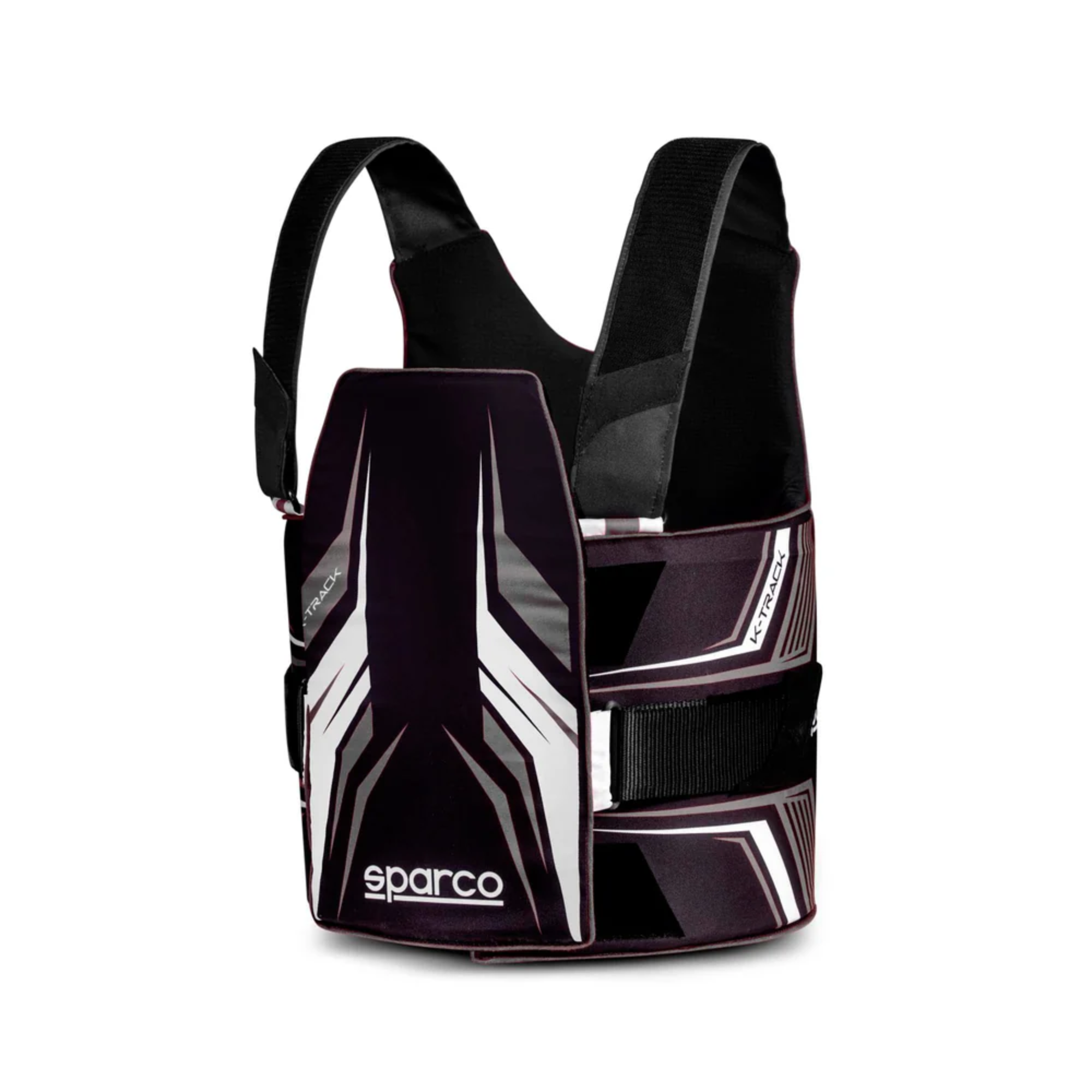 The black and white Sparco K-Track Rib Protector Vest from Sparco.