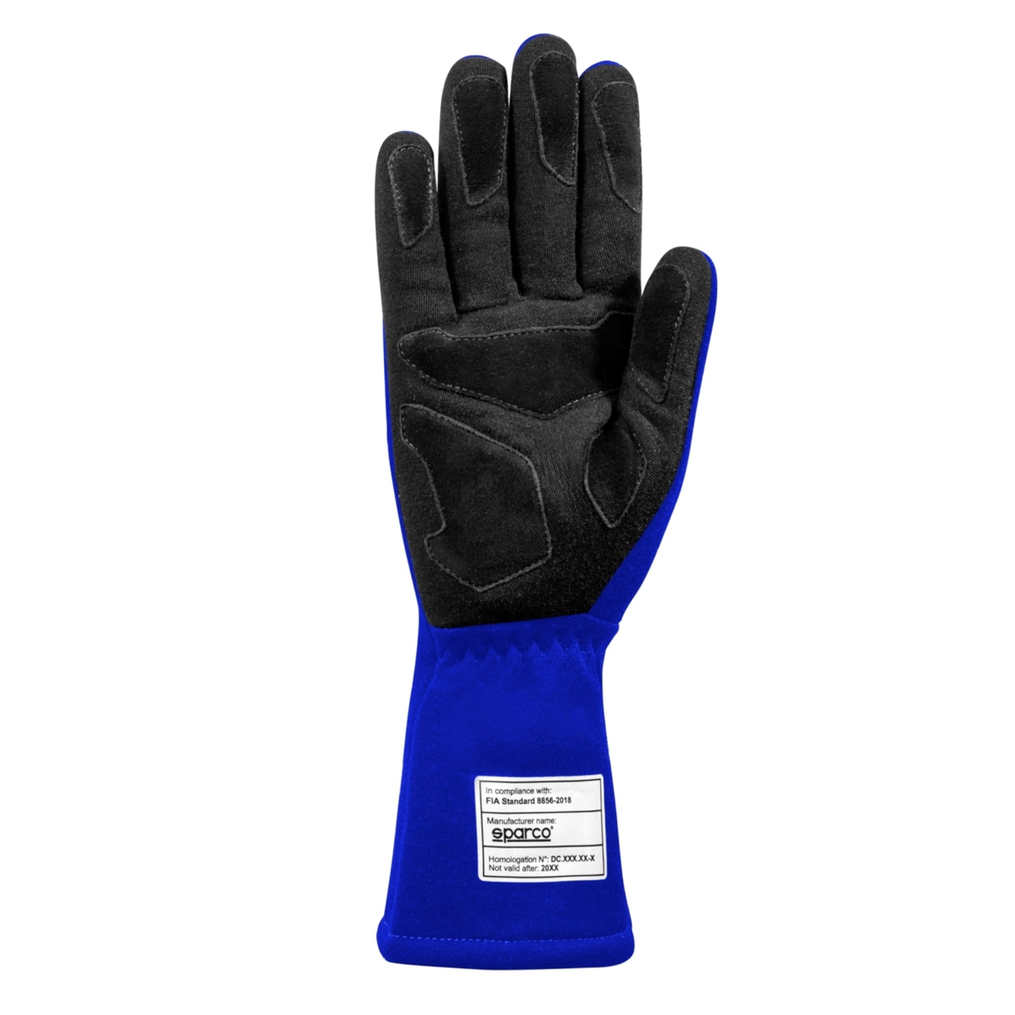 The palm of the blue Sparco Land Racing Gloves.