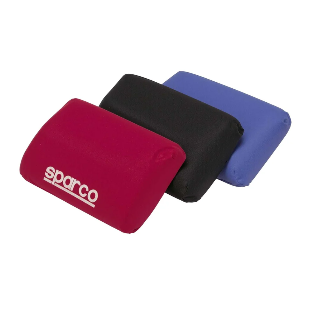 The red, black and blue Sparco Leg Cushion for Sparco racing seats.