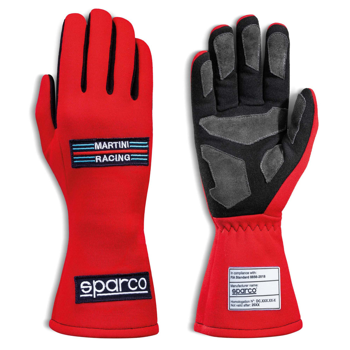 The 2024 Model red Sparco Martini Land Racing Gloves.