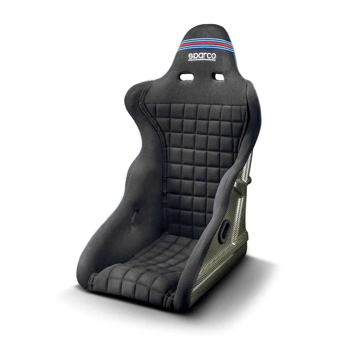 The front of the grey Sparco Martini Racing Legend Kevlar Racing Seat.