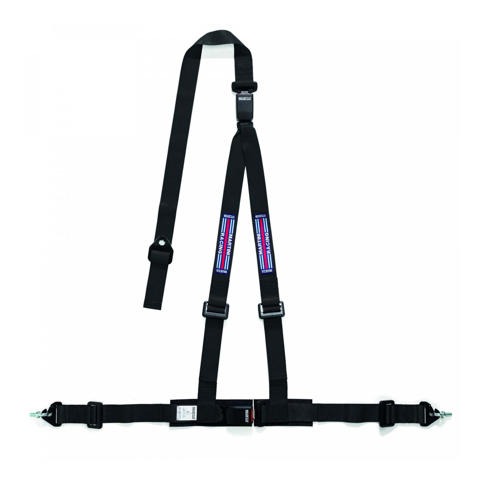 The black Sparco Martini Racing 2 Inch 3-Point Dual Release Street Harness.