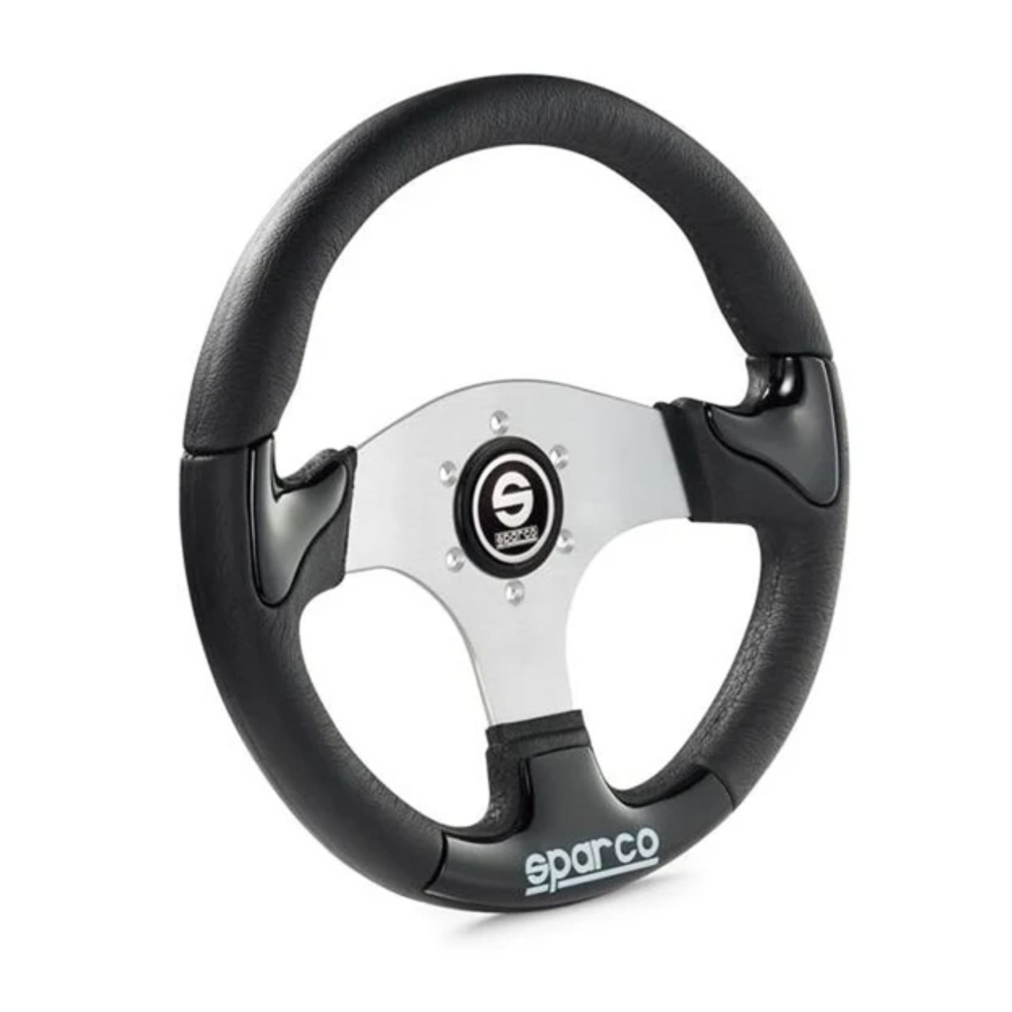The grey Sparco P-222 Street Steering Wheel at an angle.